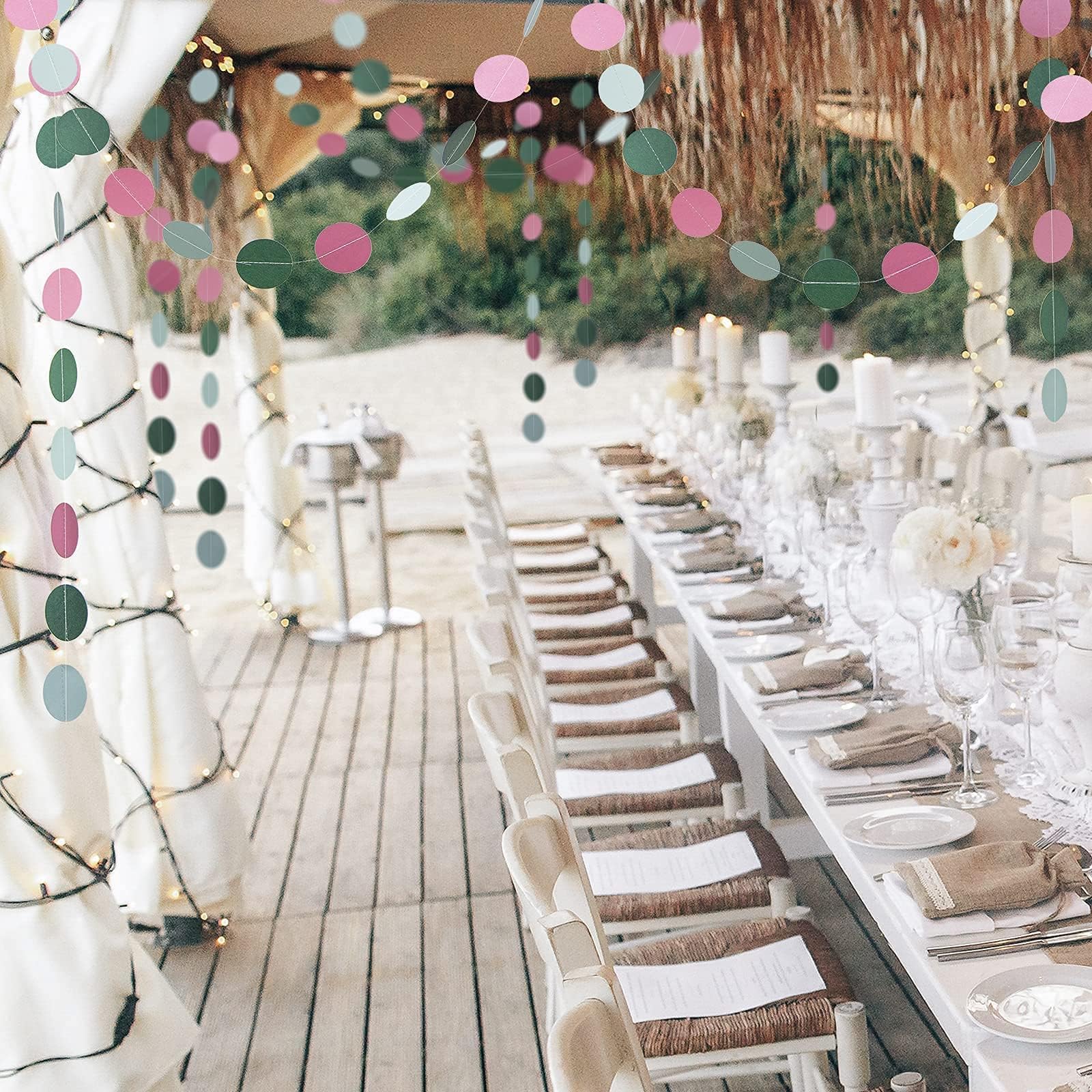 Cheerland Weiche blaue Rose Pink Dunkelgrüne Kreis-Girlande für Hochzeit, Party, Dekoration, hängende Kreise, Punkte, Luftschlangen, Hintergrund, Banner, Dekoration für unter dem Meer, Geburtstag