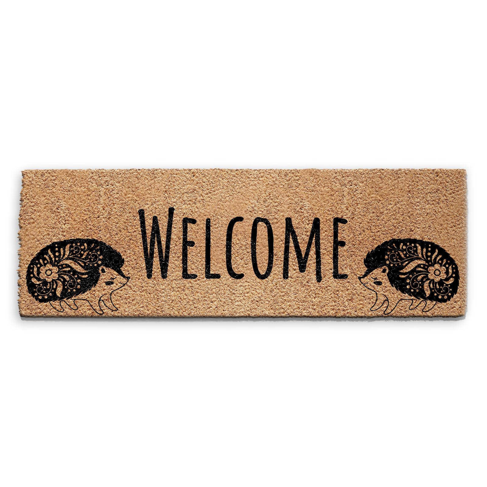 Hairyworm Flower Hedgehog Doormat (60cm x 180cm) Medium, Welcome Front Door Mat, Coconut Core Fibre Heavy Duty Mat, Rug, Indoor Natural Coir Mat Ultra Wide