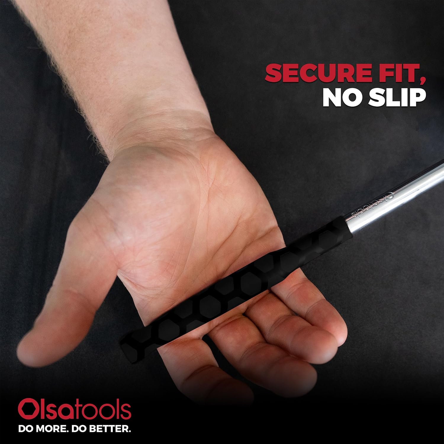 Olsa Tools Heat Shrink Handles Black - Heat Shrink Grip Sleeves for Tools - Non Slip Hex Textured Handle Covers - Durable Black Tool Grip Sleeves - Professional-Grade - Part: 1880 image 5
