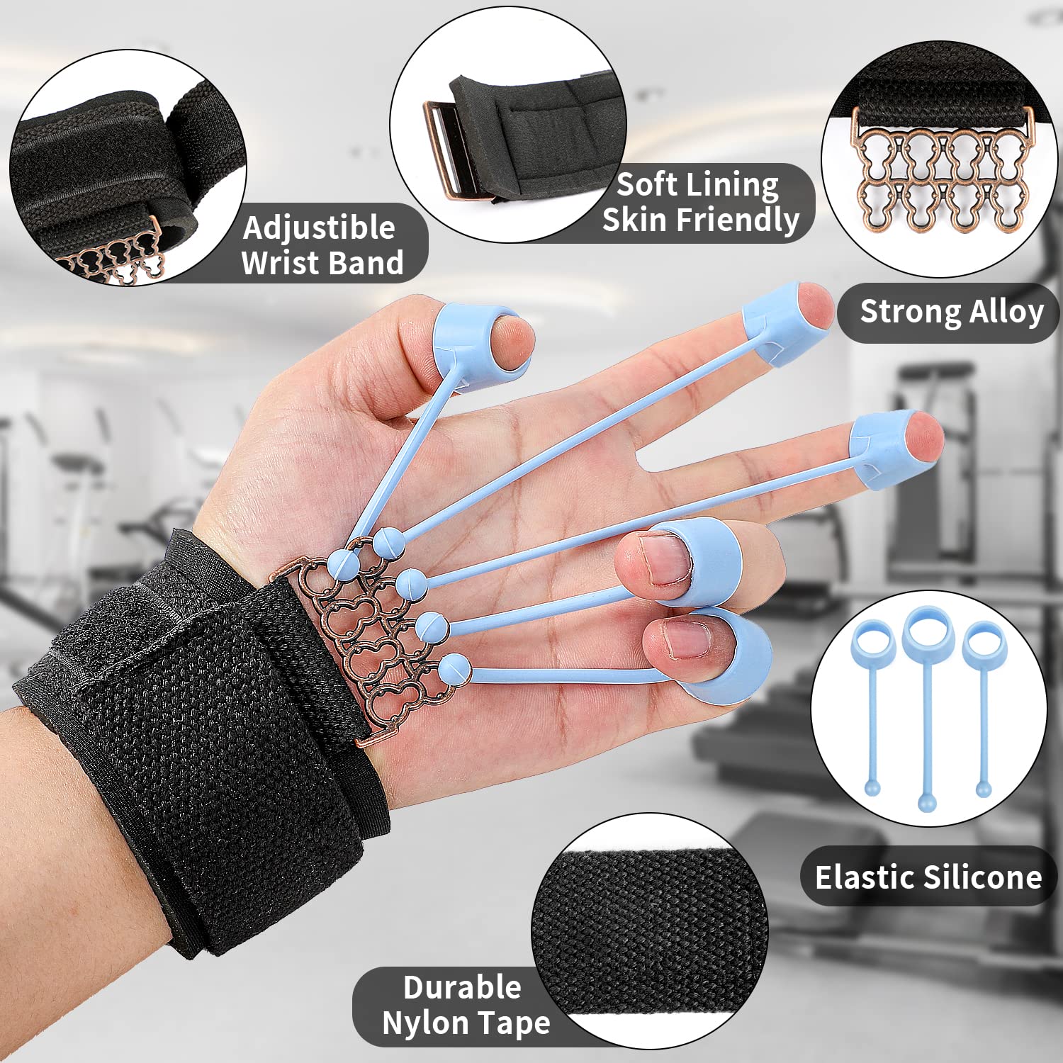 グリップストレングストレーナー40ポンド+60ポンド+75ポンド グリップスターフィンガーエクステンションエクササイザー 静脈グリップバディ  前腕強化ハンドトレーナー 静脈グリッパー フィンガートレーナー グリップジラ メンズ 筋力トレーニング