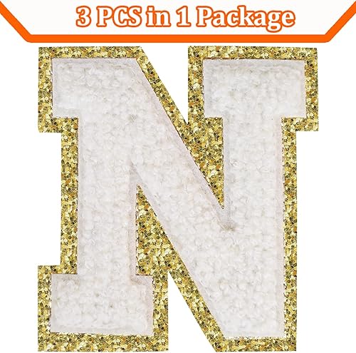 Miniatura 165 de Parches de letras termo-adhesivas de felpilla para chaquetas, parches de letras universitarias con brillantina para planchar en la letra azul A