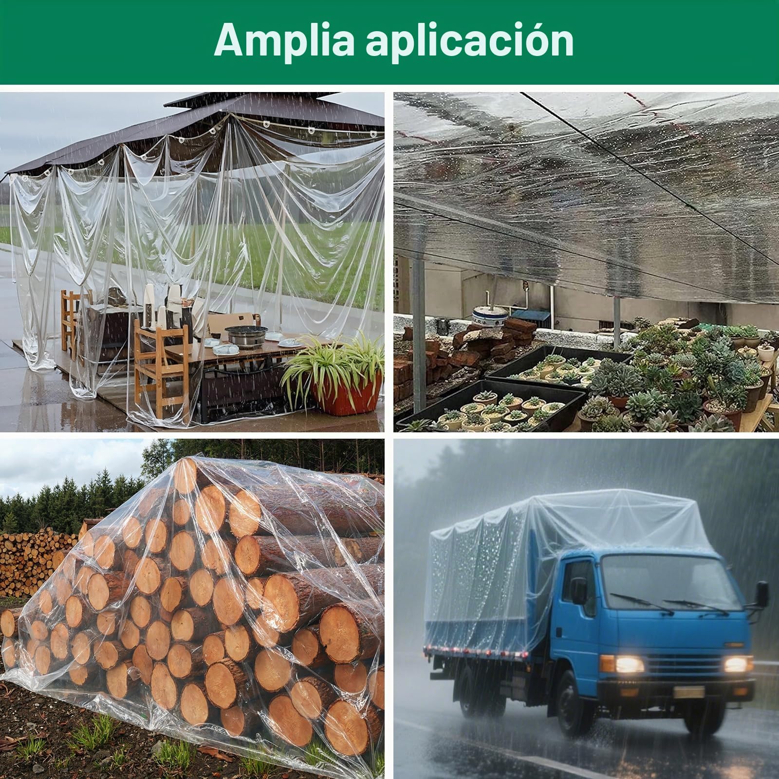 GKXLH Lonas Impermeables Exterior - Lona de PVC Resistente Mejorada, Engrosar 400 g/m² A Prueba de Viento Lona Impermeable Exterior, Resistente a Las heladas Lona Transparente para jardín (2x3m)