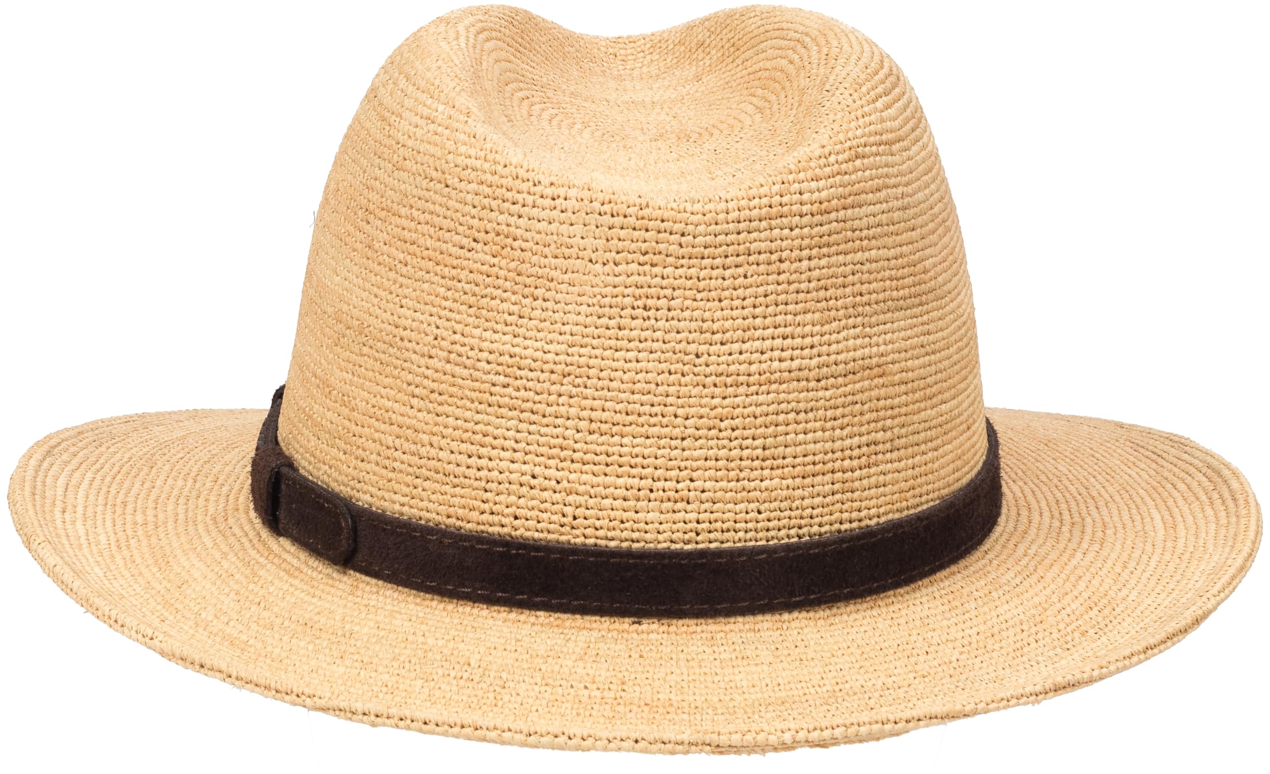 SCIPPIS Mendoza Premium Raffia Fedora Hut – Hochwertiger Sommerhut aus gehäkeltem Raffia mit Echtleder-Hutband | Luftig, leicht & flexibel | Sonnenhut