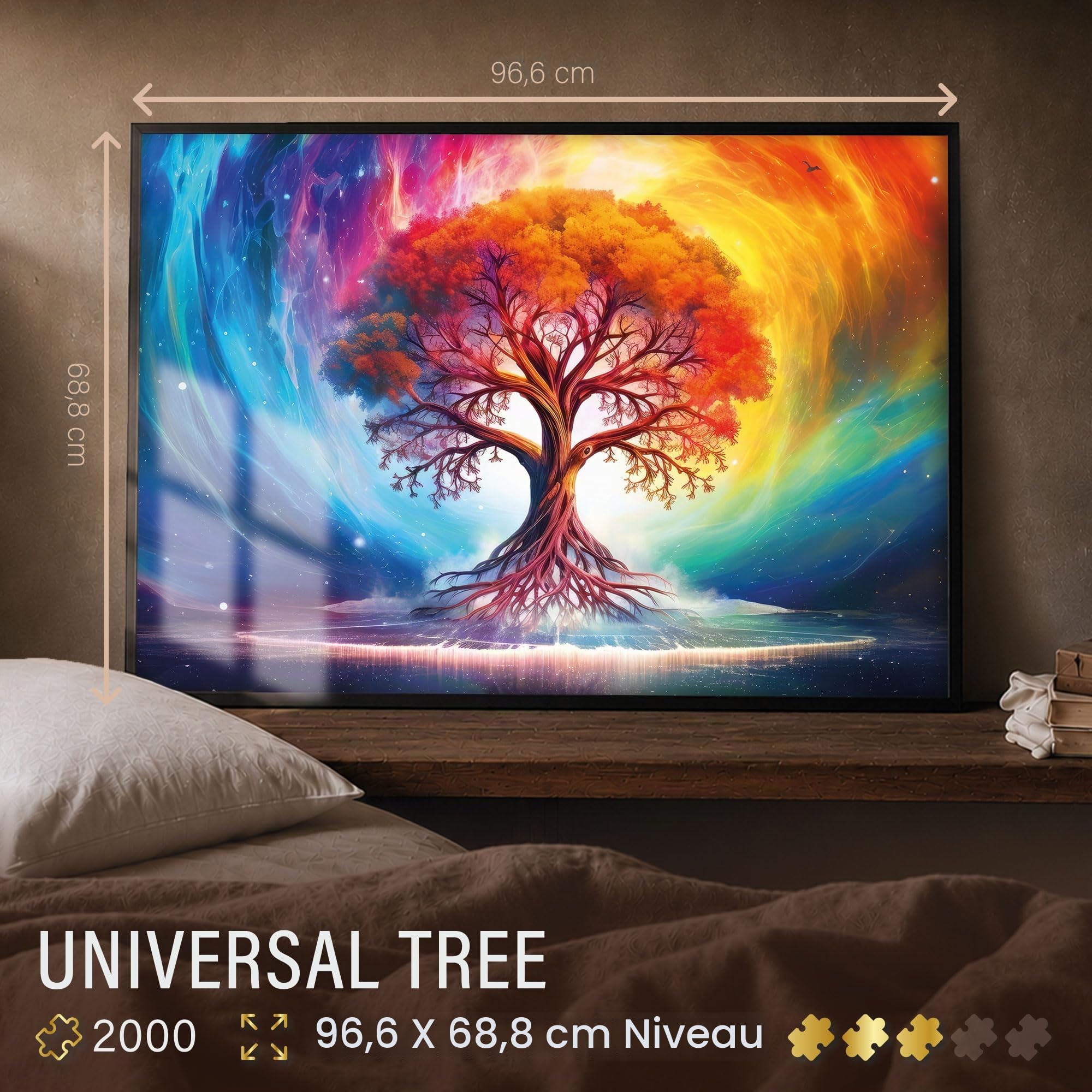 Ulmer Puzzleschmiede Puzzle de 2000 pièces « Universal Tree » - Motif arbre de vie aux couleurs intenses au design moderne