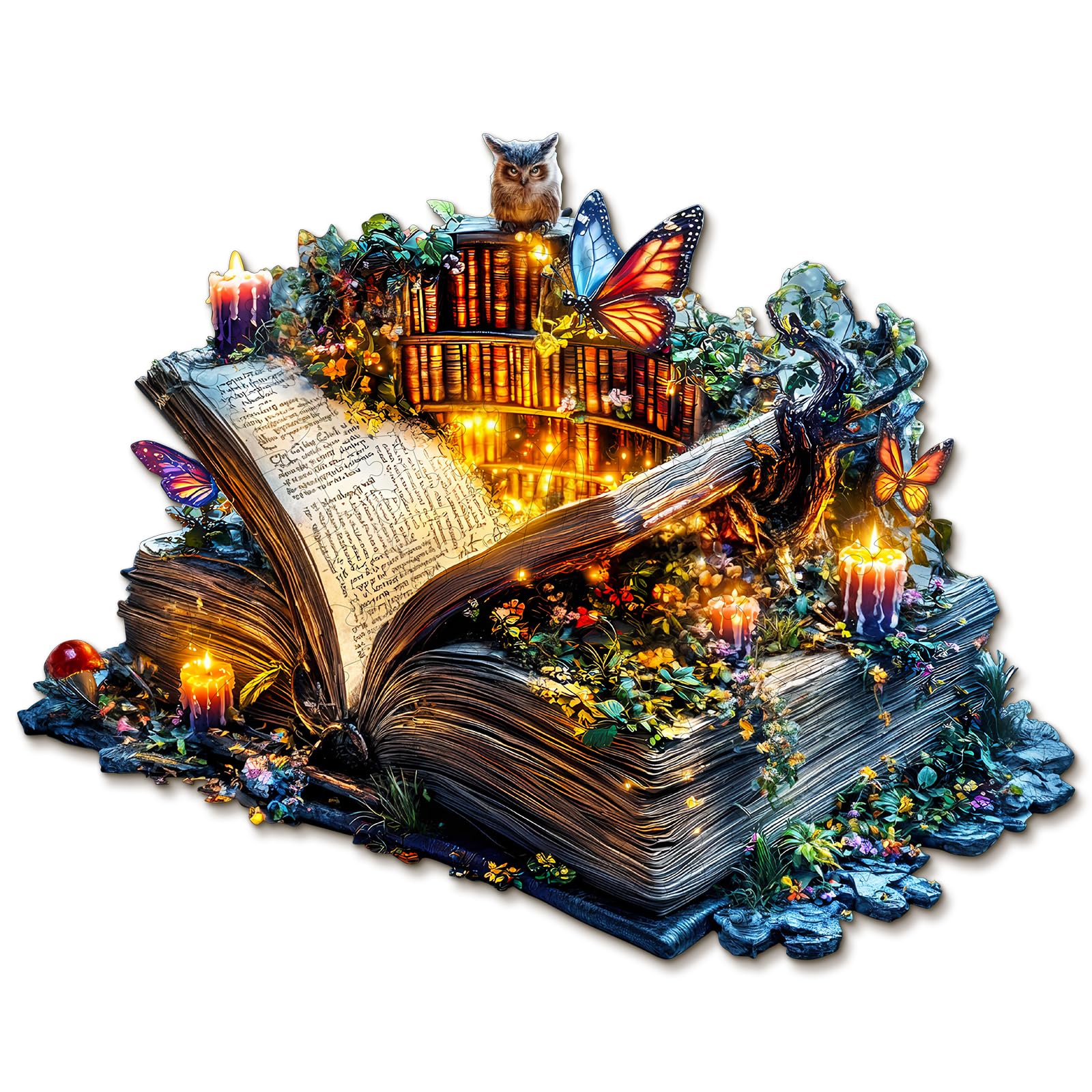 Blumuze Wooden Puzzle, Magic Book Wooden Jigsaw Puzzles For Adults, Unique Shaped Animal Wood Puzzles For Adults With Wood Gift Box 135pcs-M-29 * 22.7 cm
