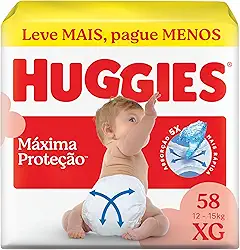 Fralda Descartável Huggies Máxima Proteção Tamanho XG 58 unidades – Nova Supreme Care fralda aberta com tecnologia Xtra-Flex, canais em X que se adaptam aos movimentos e máxima proteção sem fralda caída (embalagem pode variar)