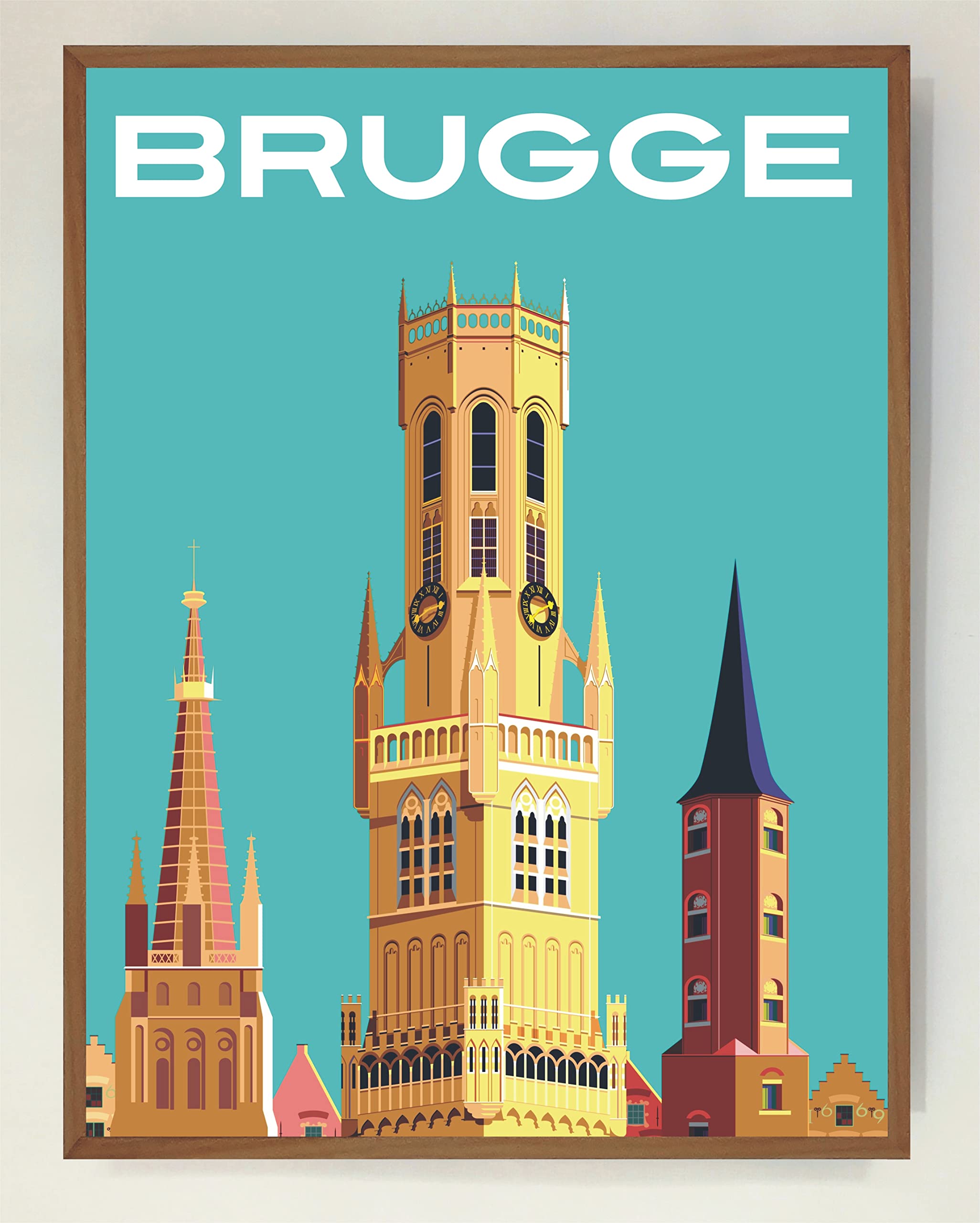 Cartel Vintage Iluminado con Luz Leds Brugge: Serie Viajera