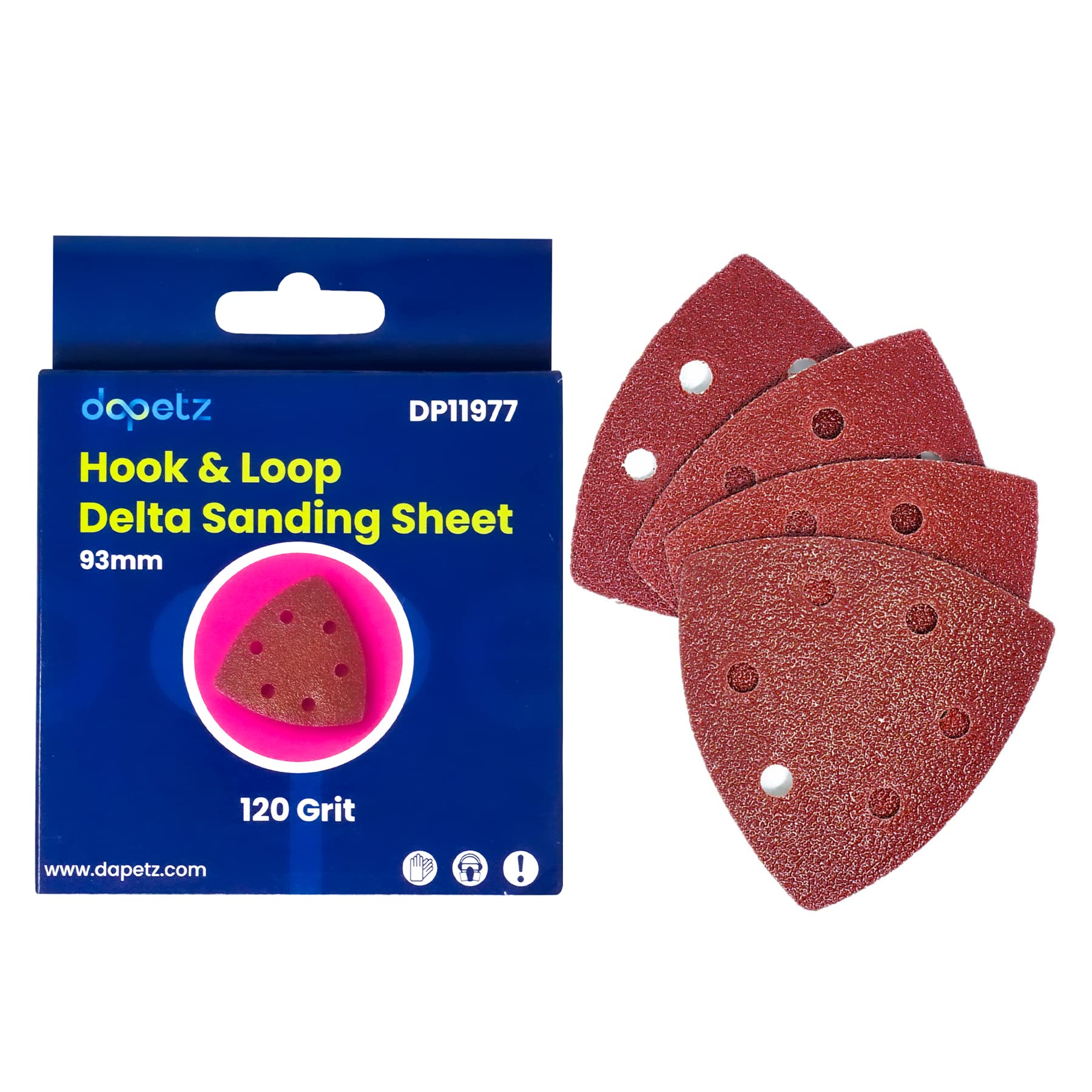 Dapetz ® Multi Tool Triangle Sanding Pads 5 PCS Compatible with Bosch, Makita & Black Decker 93mm Sander Pads Dust-Free 6-Holes Electric Sander Sandpaper Sheets Hook and Loop 120 Grit