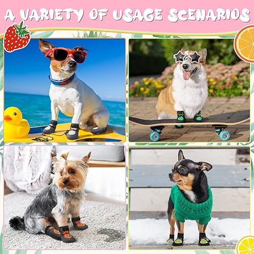 Miniatura 4 de Paquete de 16 calcetines antideslizantes para perros, calcetines antideslizantes para perros pequeños y medianos, control de tracción,