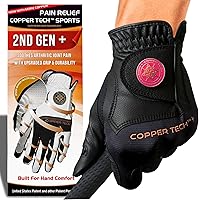 Vista 1 de Copper Tech Plus Ladies Golf Gloves Women (2nd Gen) Copper Compression Joint Support with Flexible & Comfortable Fit Tacky Silicone Pad