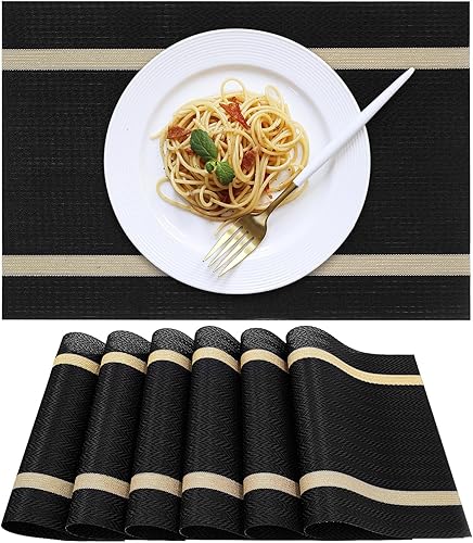 Juego de 6 manteles individuales tejidos resistentes al calor para mesa de cocina, interiorexterior, vinilo tejido lavable, lavable, juego de 6 disponible en Yaxa Colombia