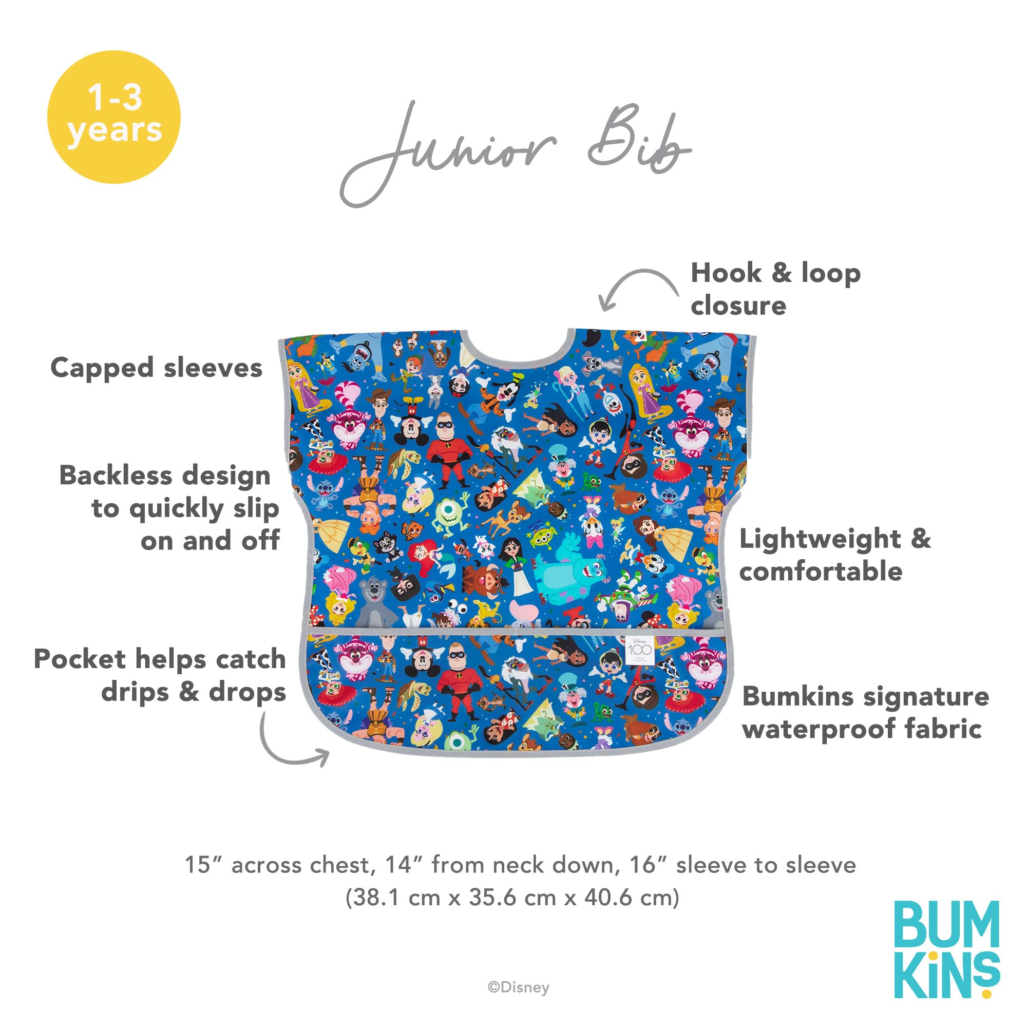 Bumkins Unisex Baby Junior Bib Lätzchen, 1-3 Jahre (Disney 100)