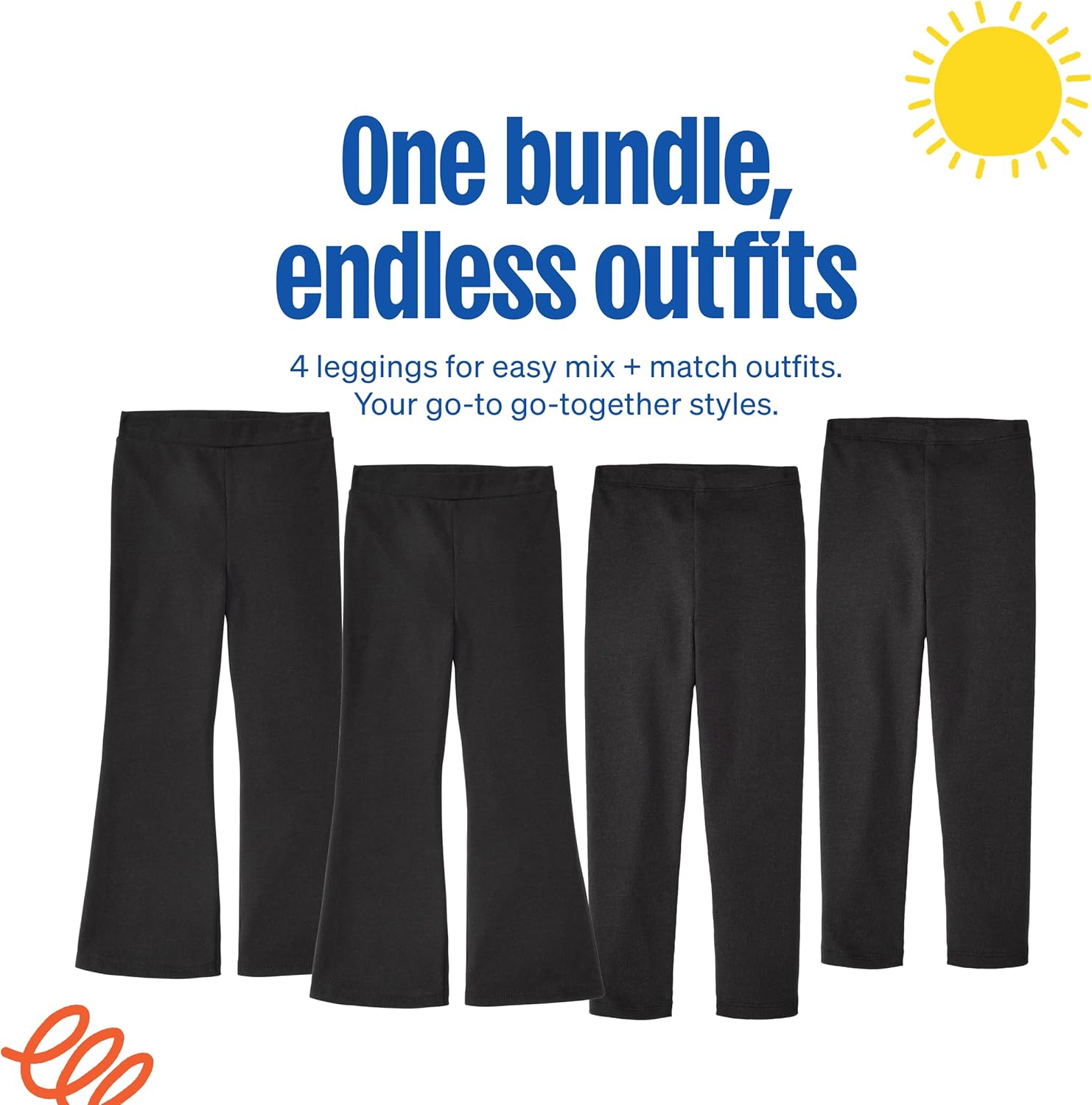 Garanimals Baby & Toddler Girl Flare Bottoms - Machine-Washable Kid's Clothes - Size 0-6T - 4 Pack - Image 4