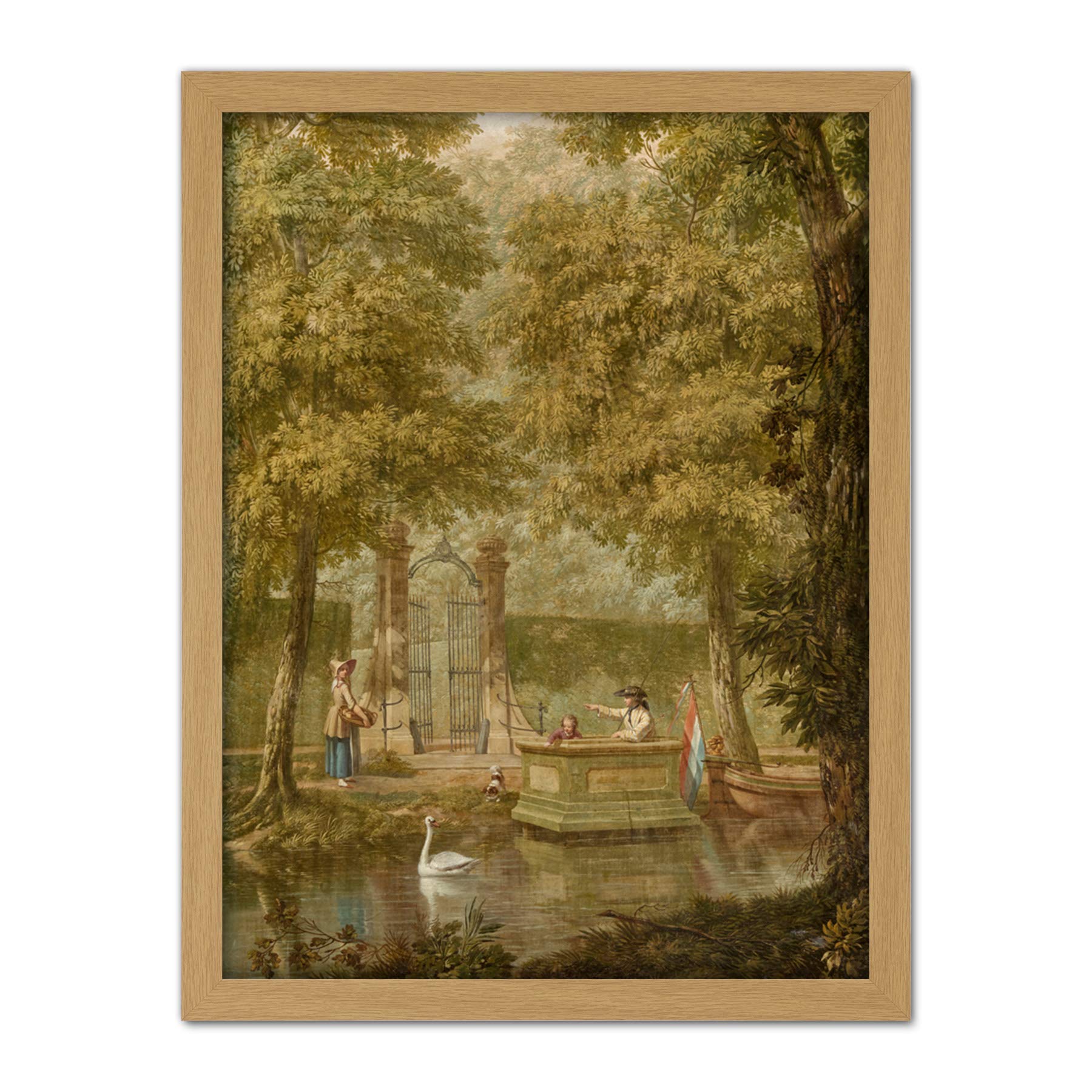 Artery8 Andriessen Dutch Landscape River Boat Painting Artwork Framed Wall Art Print 18X24 Inch
