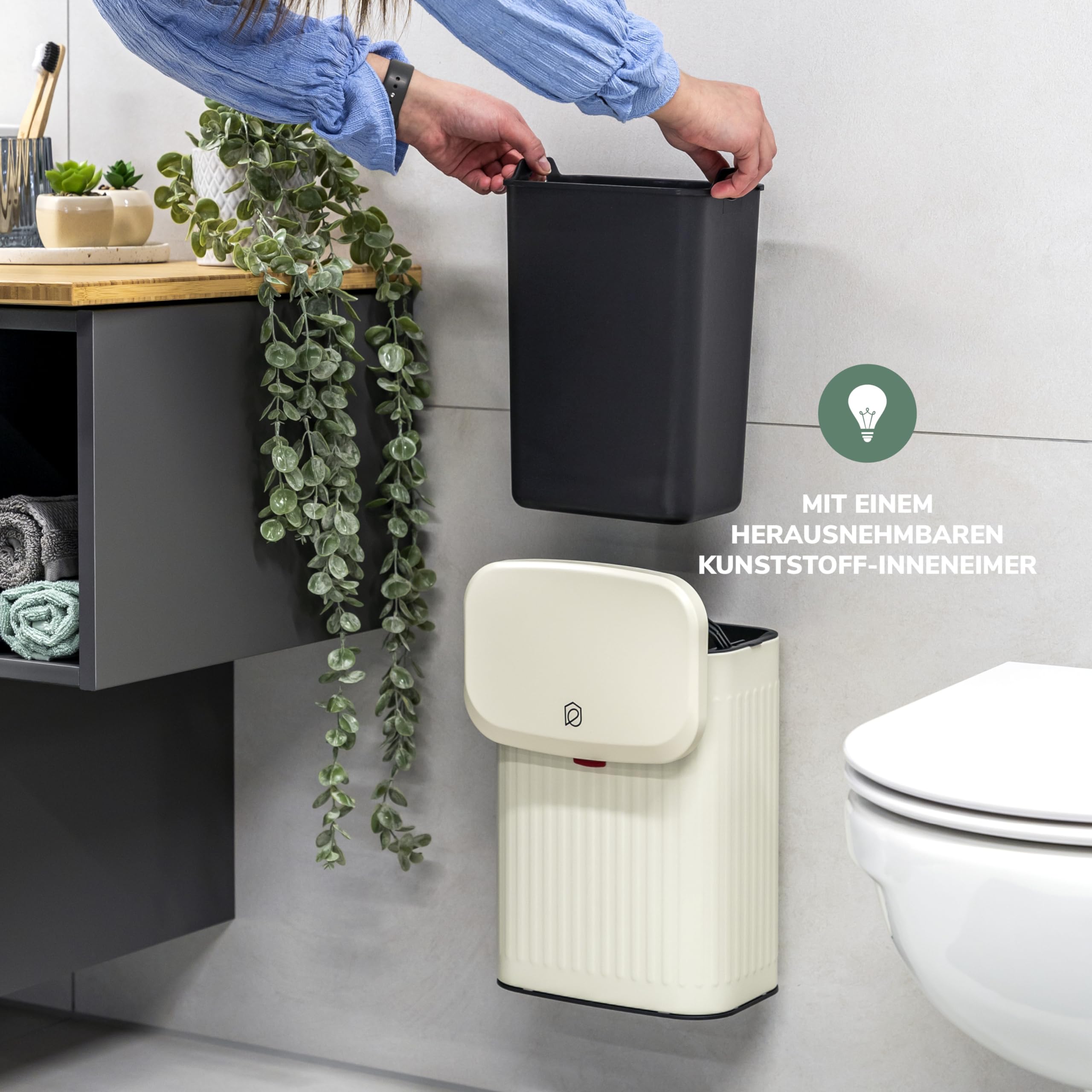 Eluno Abfalleimer 3 Liter Mit Schiebedeckel - Hängend Oder Stehend | Für Küche & Bad