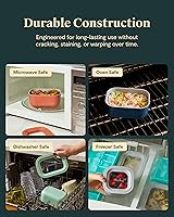 Vista 4 de Caraway Set de 2 piezas de recipientes de vidrio para almacenamiento de alimentos - (2) recipientes de vidrio de 1.75 tazas - Vidrio recubierto