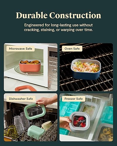 Miniatura 4 de Caraway Juego de almacenamiento de alimentos de vidrio de 6 piezas, recipientes de almacenamiento de vidrio de 2.6 tazas para alimentos (6), vidrio