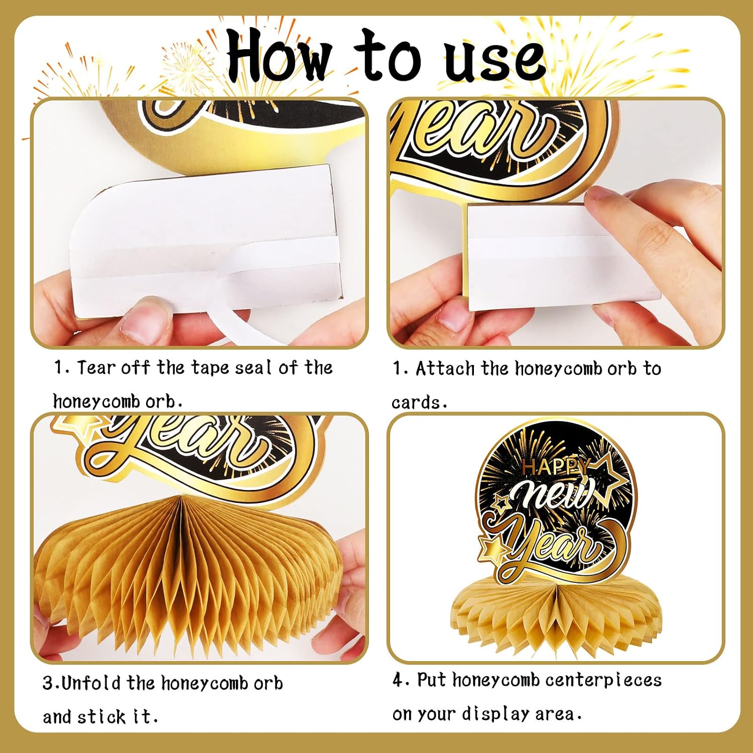 HOWAF 2025 New Year Eve Party Supplies Centerpiece, Black Gold New Years Decorations Centerpieces, New Year Party Table Topper for 2025 NYE Party Supplies, Happy New Year Table Decoration, 9 Pcs