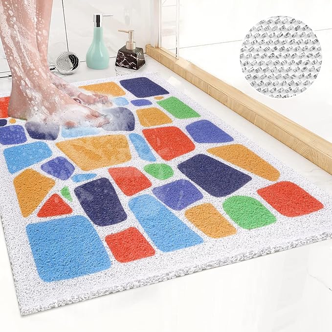 Loofah Shower Mat, Non Slip Bath Mat for Showers, Shower Stall Mats for