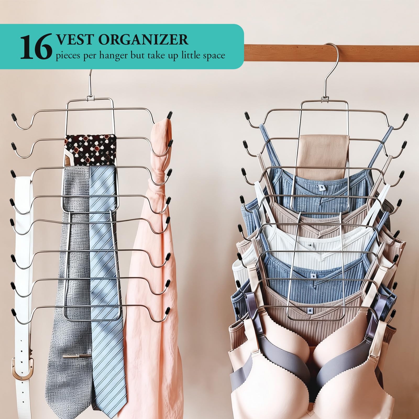2 Piezas Perchas Plegables, Soporte De Brasier Deportivo, Percha Ahorro Espacio para Camisola, Bufandas, Cinturones, Trajes Baño, Tiras, Corbatas, Vestido