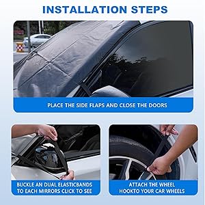 Eamefia Windshield Cover for Ice and Snow,New Upgraded Heavy Duty 600D Windshield Snow Cover,Extra Large Size (75"x45"),Windproof Winter Frost and Deicing Awning Suitable Fzor Cars, Trucks, SUVsL