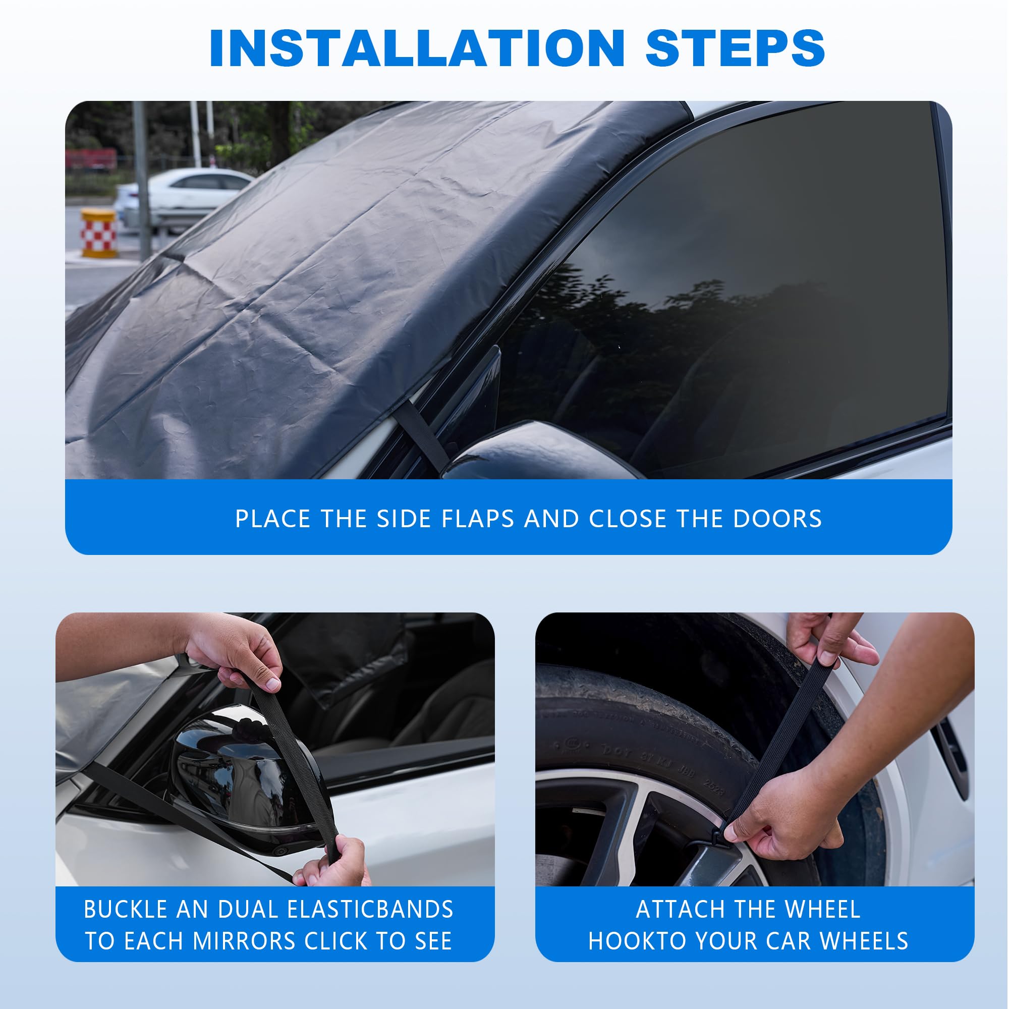 Windshield Cover for Ice and Snow New Upgraded Heavy Duty Windshield Snow Cover Extra Large Size 75x45 Windproof — view 4