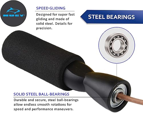 Miniatura 5 de HUEY Cuerda de saltar deportiva de cuero para entrenamiento de velocidad, silencioso, boxeo, artes marciales mixtas, cardio, crossfit, fitness,