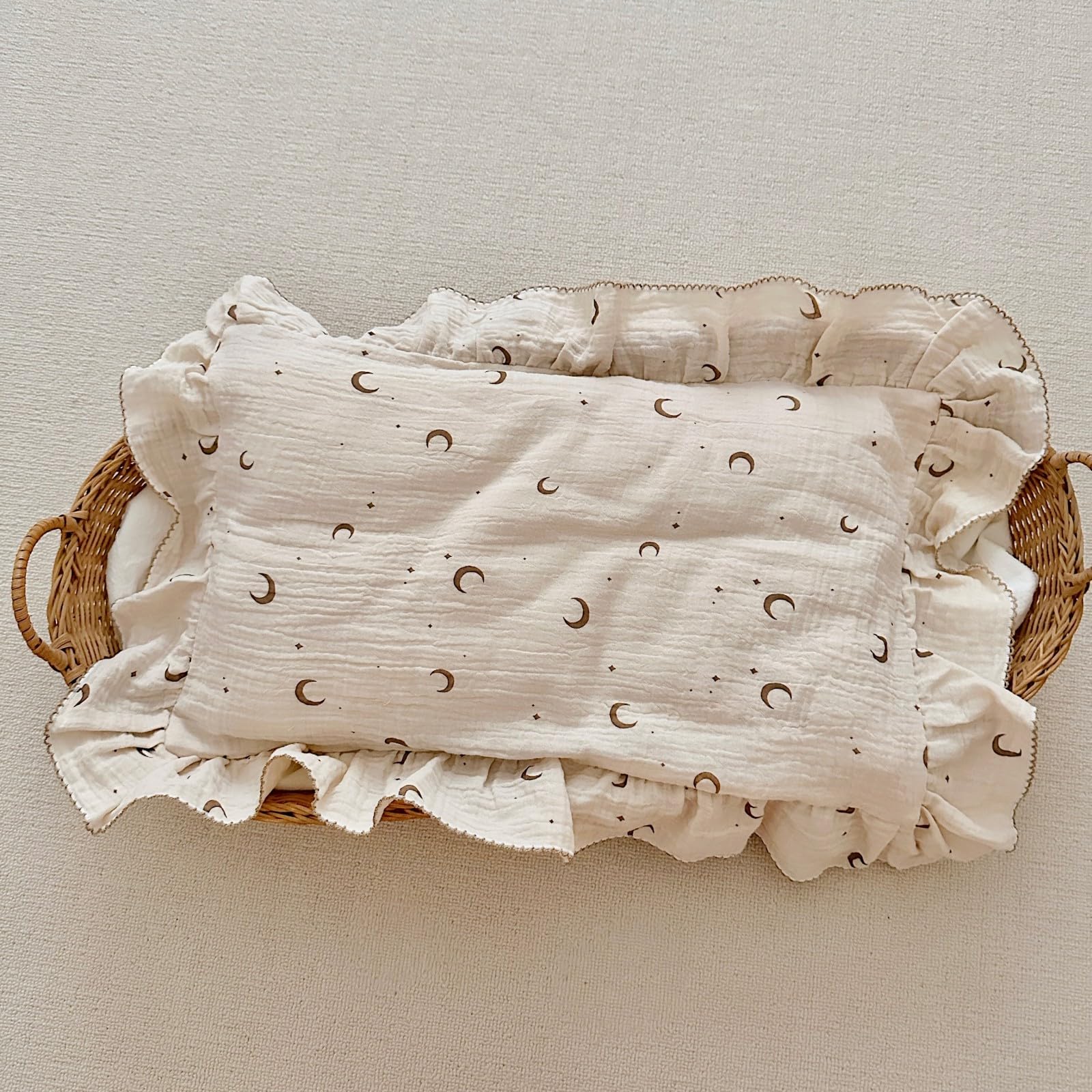 BuLuTu Funda de almohada Shabby Chic con volantes para niños, patrón de