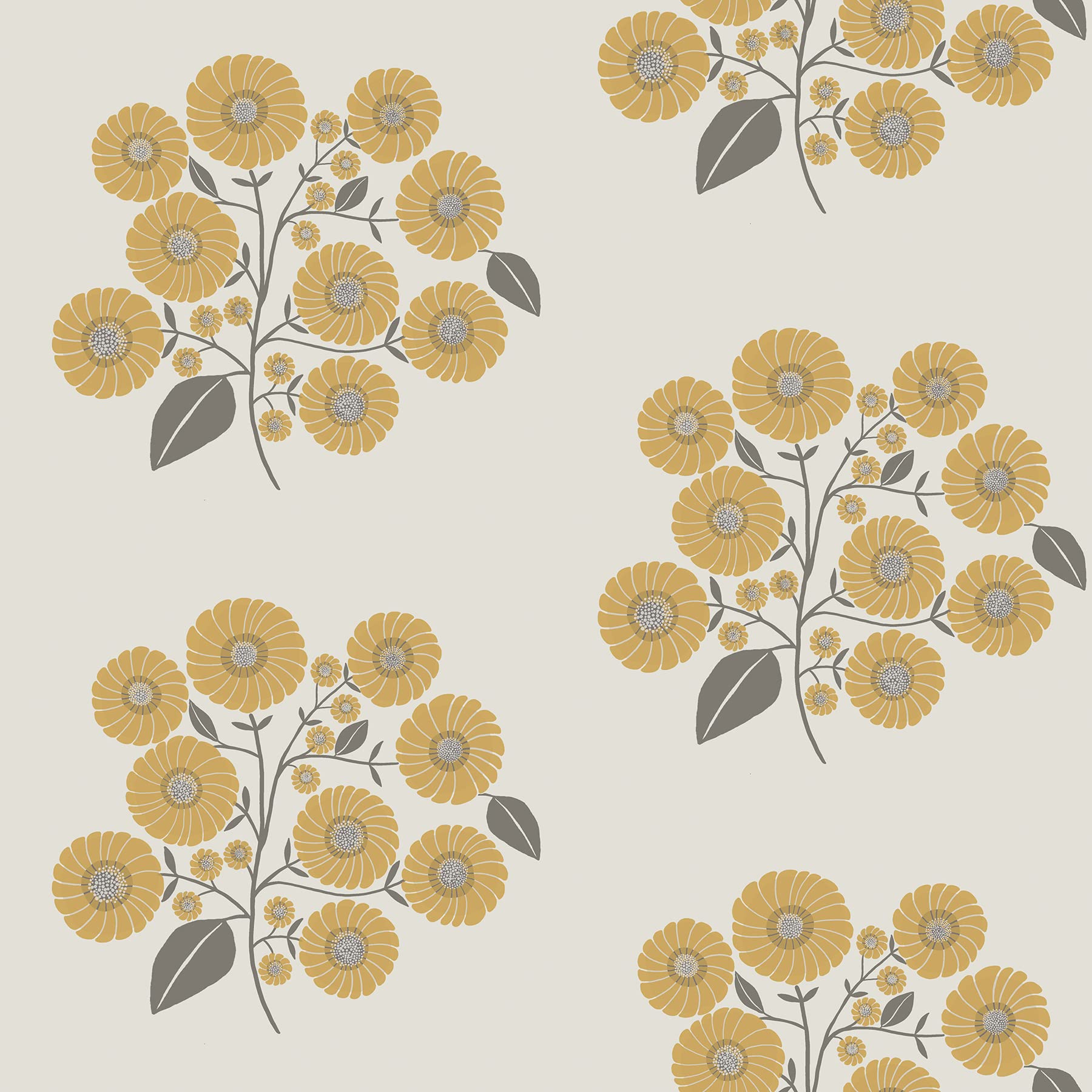 Papier peint autocollant gris moutarde StrawFlower pour decoration murale de salon