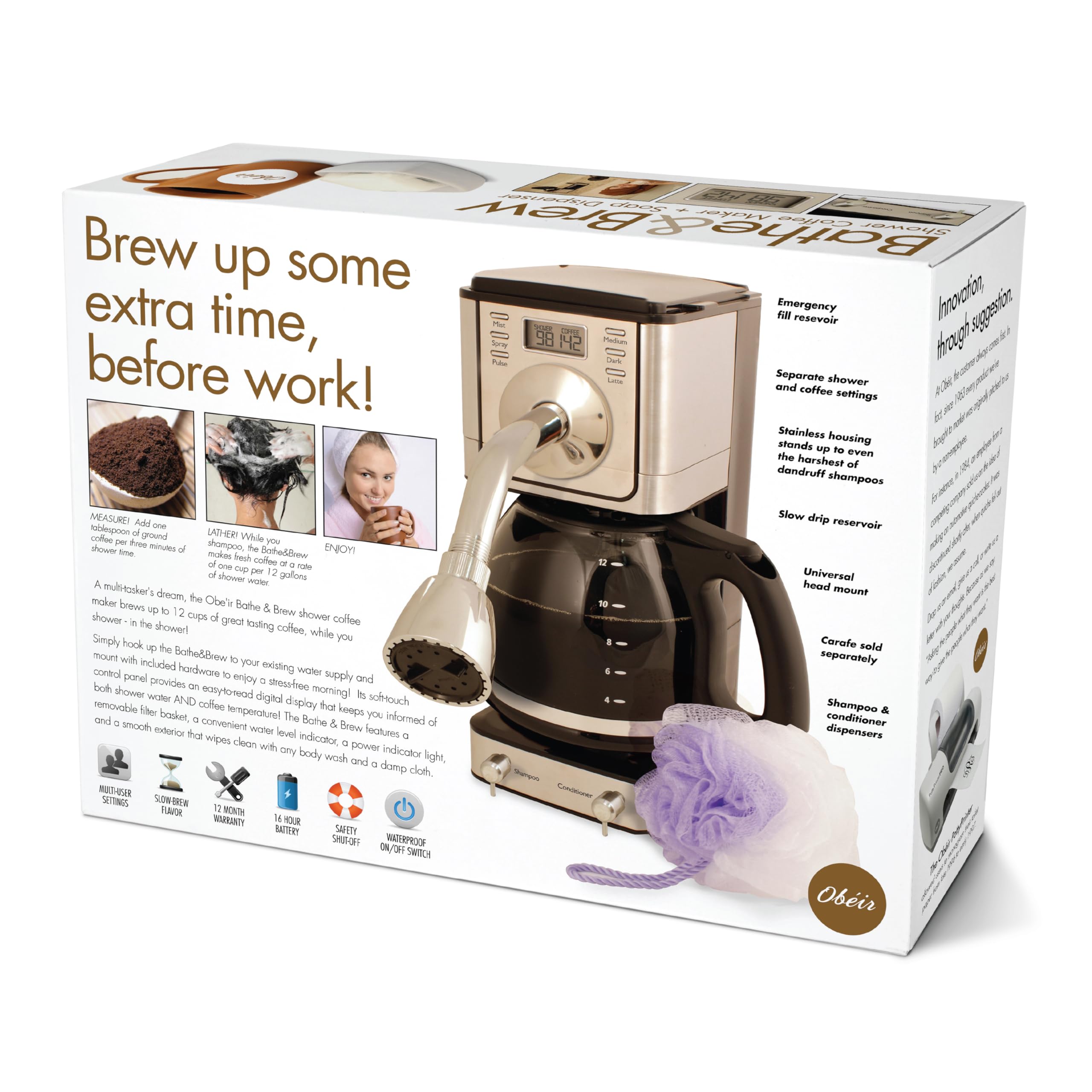 Prank-O Bathe & Brew Prank Gift Box – Fake Coffee Maker Gag Gift for Men, White Elephant, Birthdays & Coworkers, Shark Tank (Empty Box)