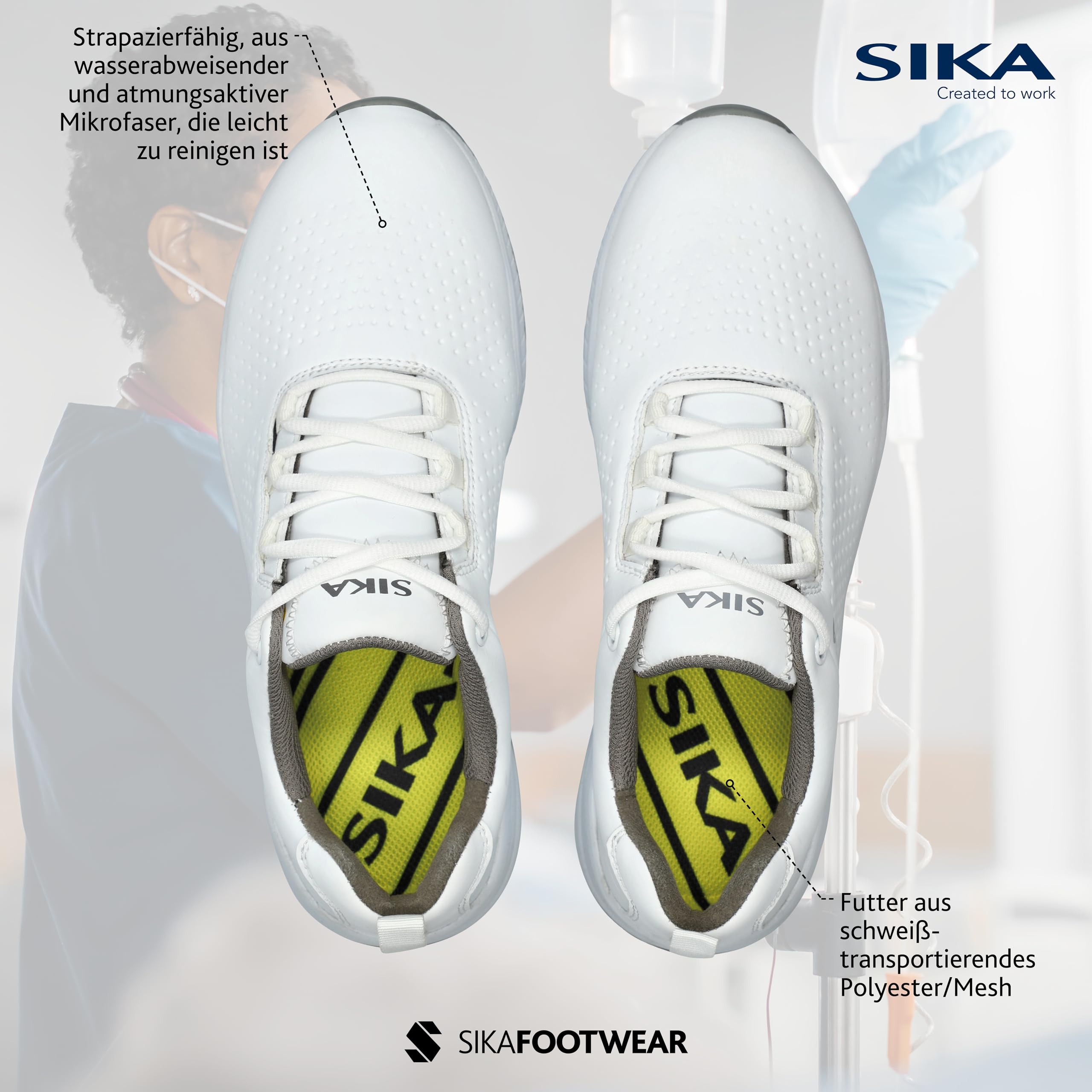 Sika Sneakersy Dynamic białe buty robocze z mikrofibry. Stylowy design sneakersów. Pierwszorzędna odporność na poślizg. Super absorpcja wstrząsów.