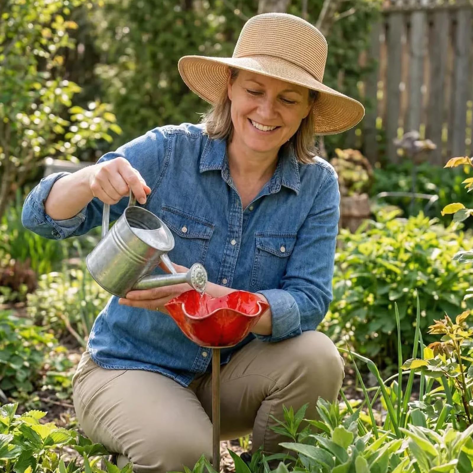 Bienentränke Blume für Den Garten,Handgefertigt Blumenform Vogeltränke Gartenstecker, Winterfest Insektentränke Bienentränke, Dekorative Gartenstecker für Draußen (2 STK)