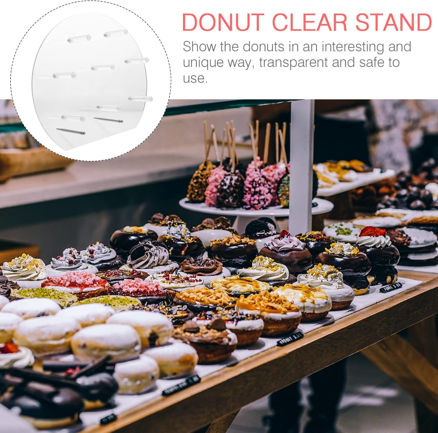 1set Clear Donut Display Stand Transparent Doughnut Holder for Parties Weddings and Events Easy to Assemble Safe Material Fun Dessert Presentation for Birthday and Holiday