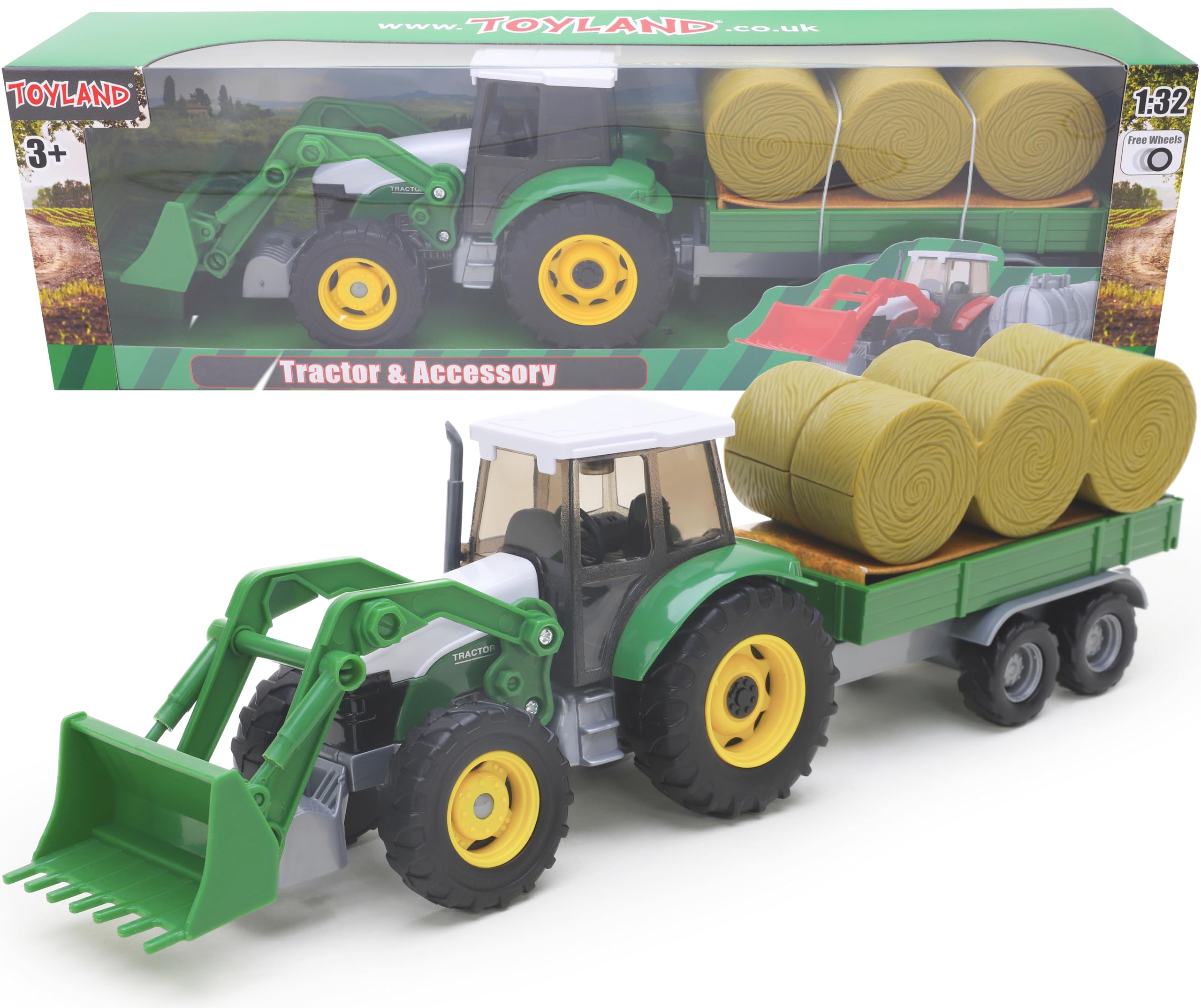 Toyland® Tractor & Trailer Set 1:32 Scale - Boys Vehicle Play Toys (Green)