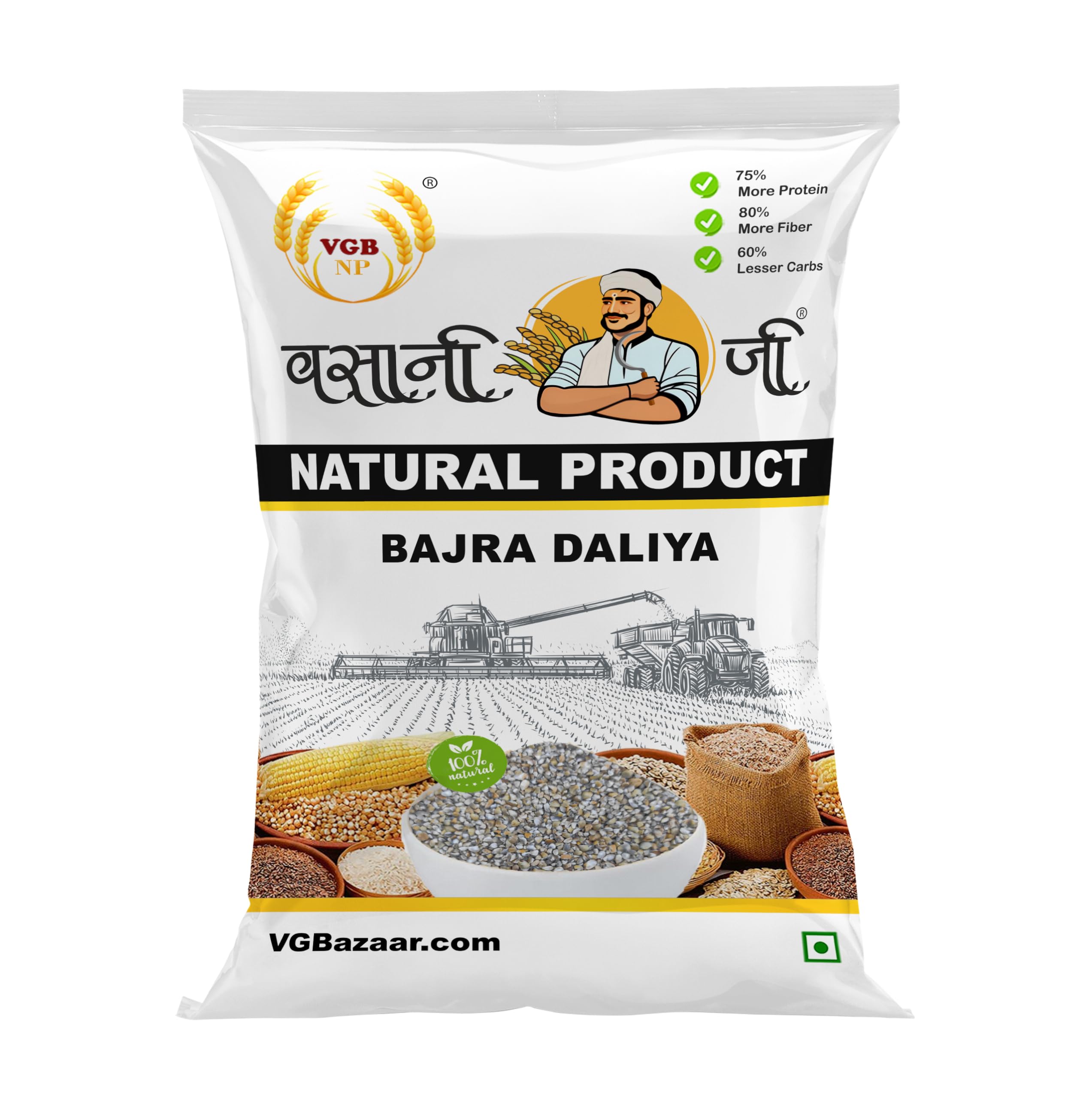 Vasani G Natural Bajra Daliya - Bajri Daliya, Broken Healthy Grains Fiber Rich Immunity Builder Dalia (500gm, Bajra Daliya) (B09PF63TLV) Amazon Price History, Amazon Price Tracker