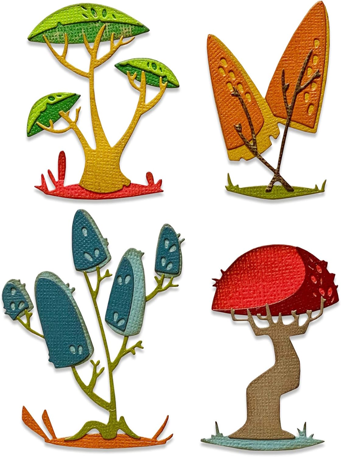 Sizzix Thinlits Die 665216 Funky Toadstools by Tim Holtz 5 Pack, Multicolor