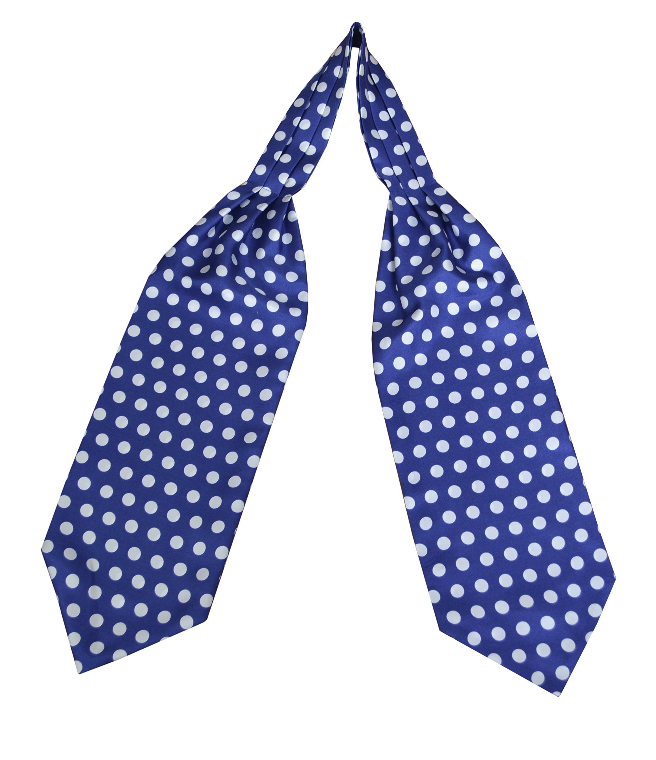 Remo Sartori - Foulard Uomo Ascot Doppia Pala in Seta Blu con Maxi Pois, Made in Italy, Uomo
