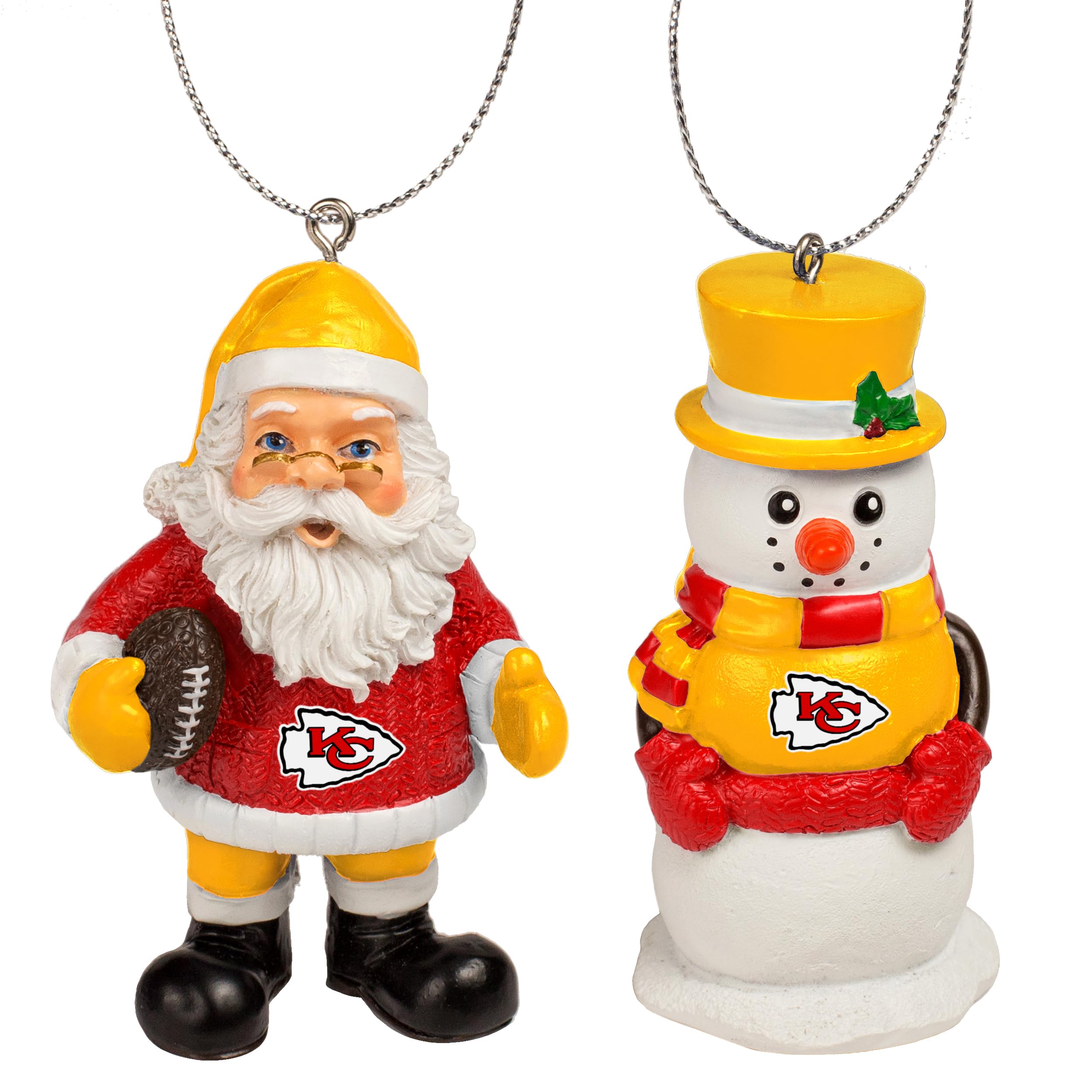 Adornos NFL Kansas City Chiefs colgantes para árbol de Navidad FOCO de 3.5 pulgadas decorativos