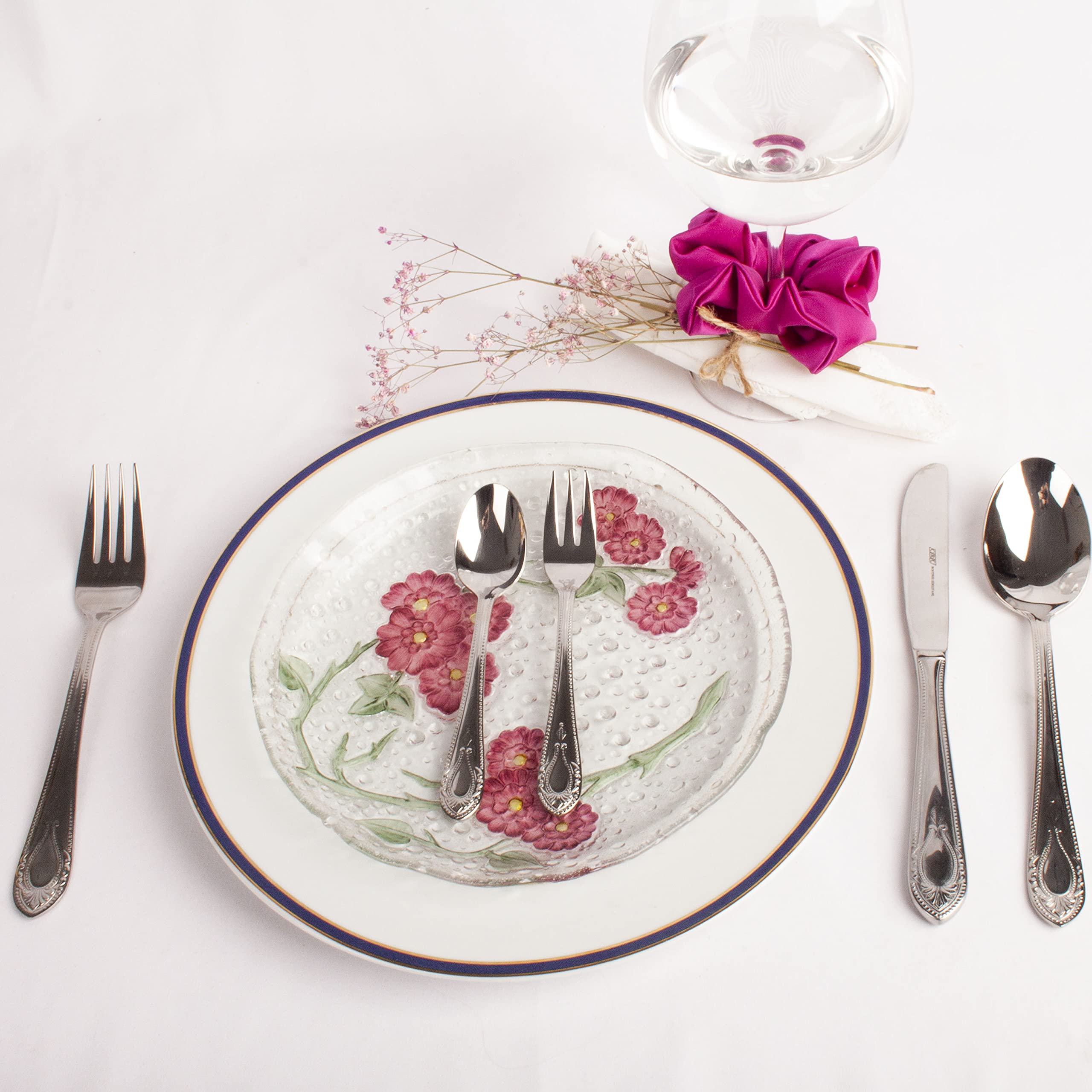 CRC Cubertería de Mesa 30 Piezas Toscana 1285 - Acero Inoxidable 18/10 - Cuchara, Cuchillo, Tenedor, Cucharilla, Tenedor Postre