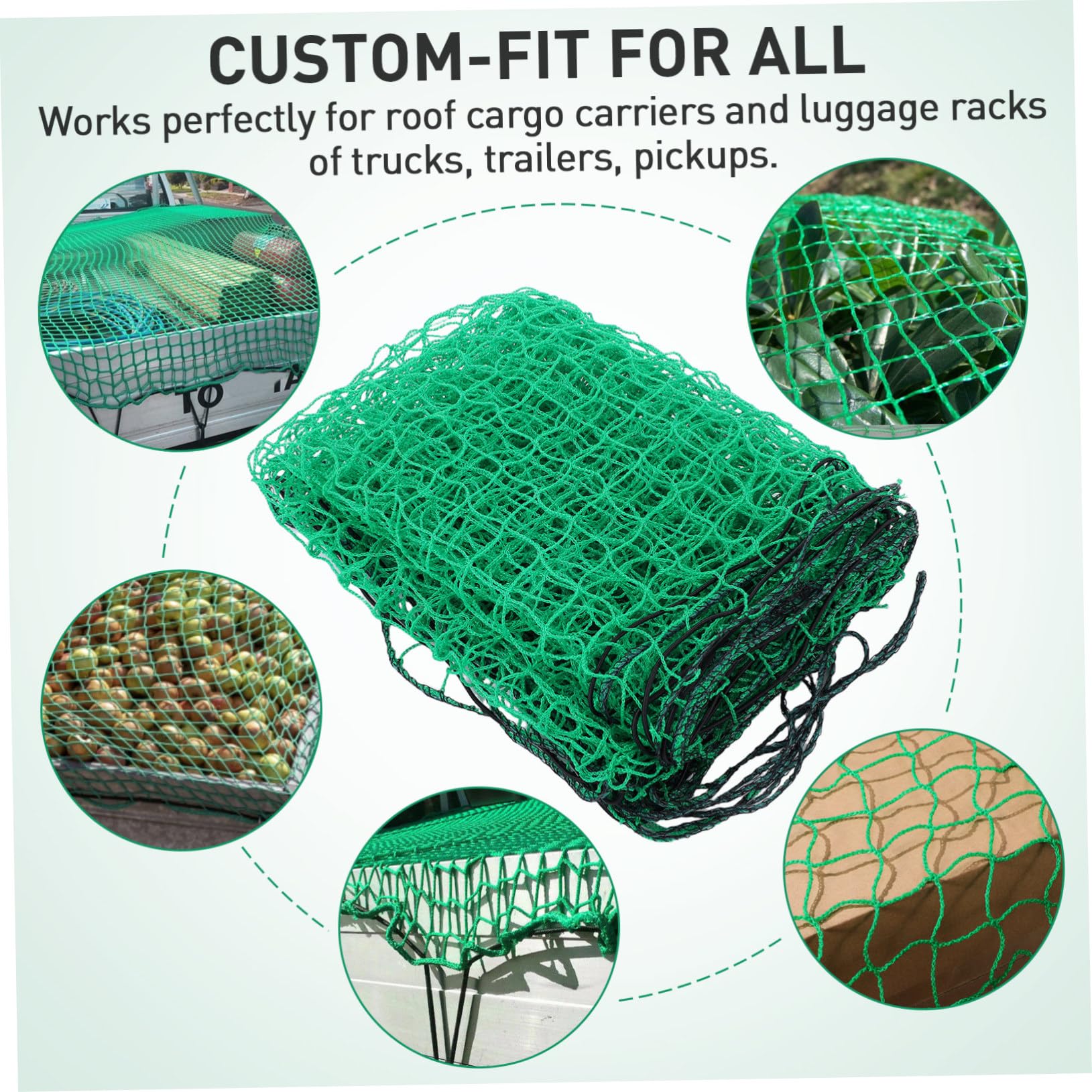Rete per Carico Camion in Nylon Resistente All'abrasione con Elastico e 15 Ganci, Rete Copertura per Cassone Veicolo per Trasporto e Campeggio