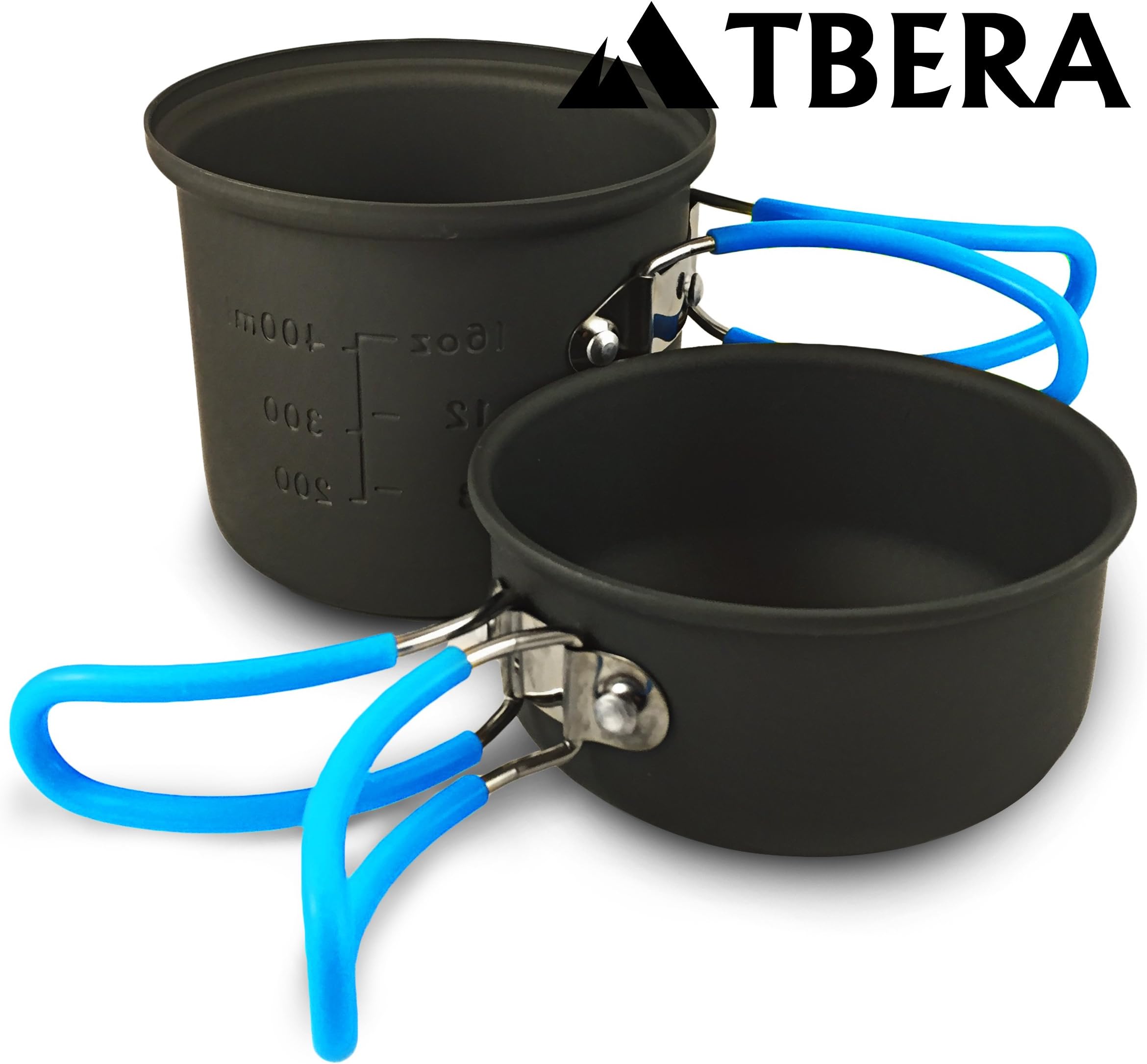 Camping Backpacking Cookware, Anodized Aluminum, Compact 3 Piece Pot Pan Carry Bag 0.6L