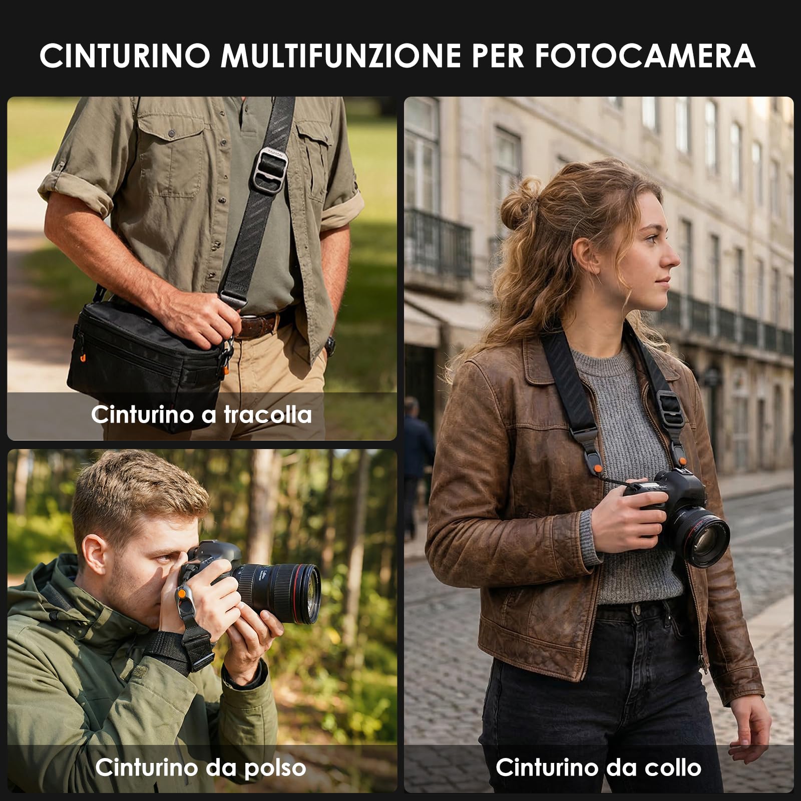 TARION Tracolla per Fotocamera a Sgancio Rapido – Tracolla Magnetica per DSLR – Regolazione Rapida della Lunghezza 83-141cm – 50kg Ancoraggi di Sicurezza in Corda Dyneema ad Alta Portata – Magislide