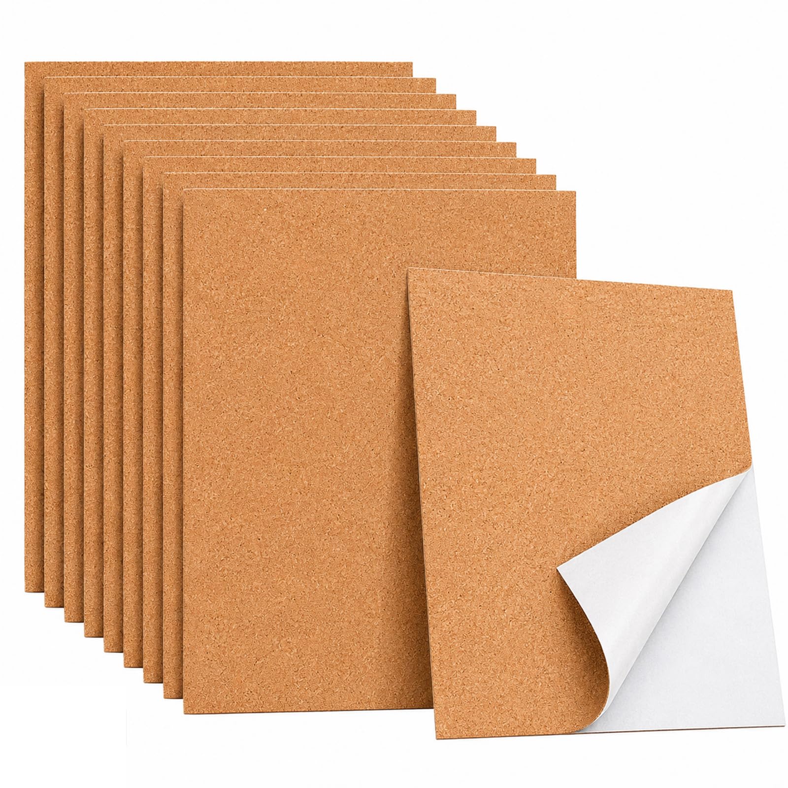10 PCS Self Adhesive Cork Tiles, A4 Size Cork Sheets for Walls (2mm Thick)
