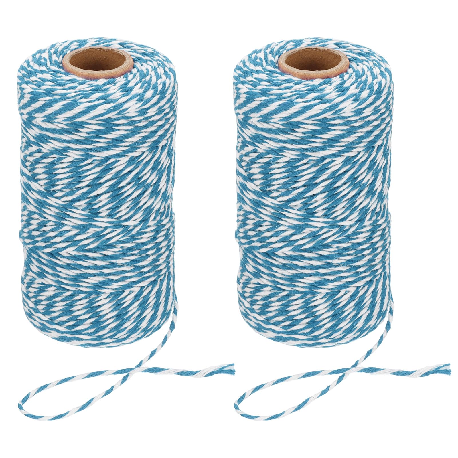 PATIKIL 100m Butcher String Twine, 2 Roll 2mm Cotton Bakers Decorative Twine String Rope Cord for Gift Wrapping Arts Crafts Party Kitchen Gardening, Blue White