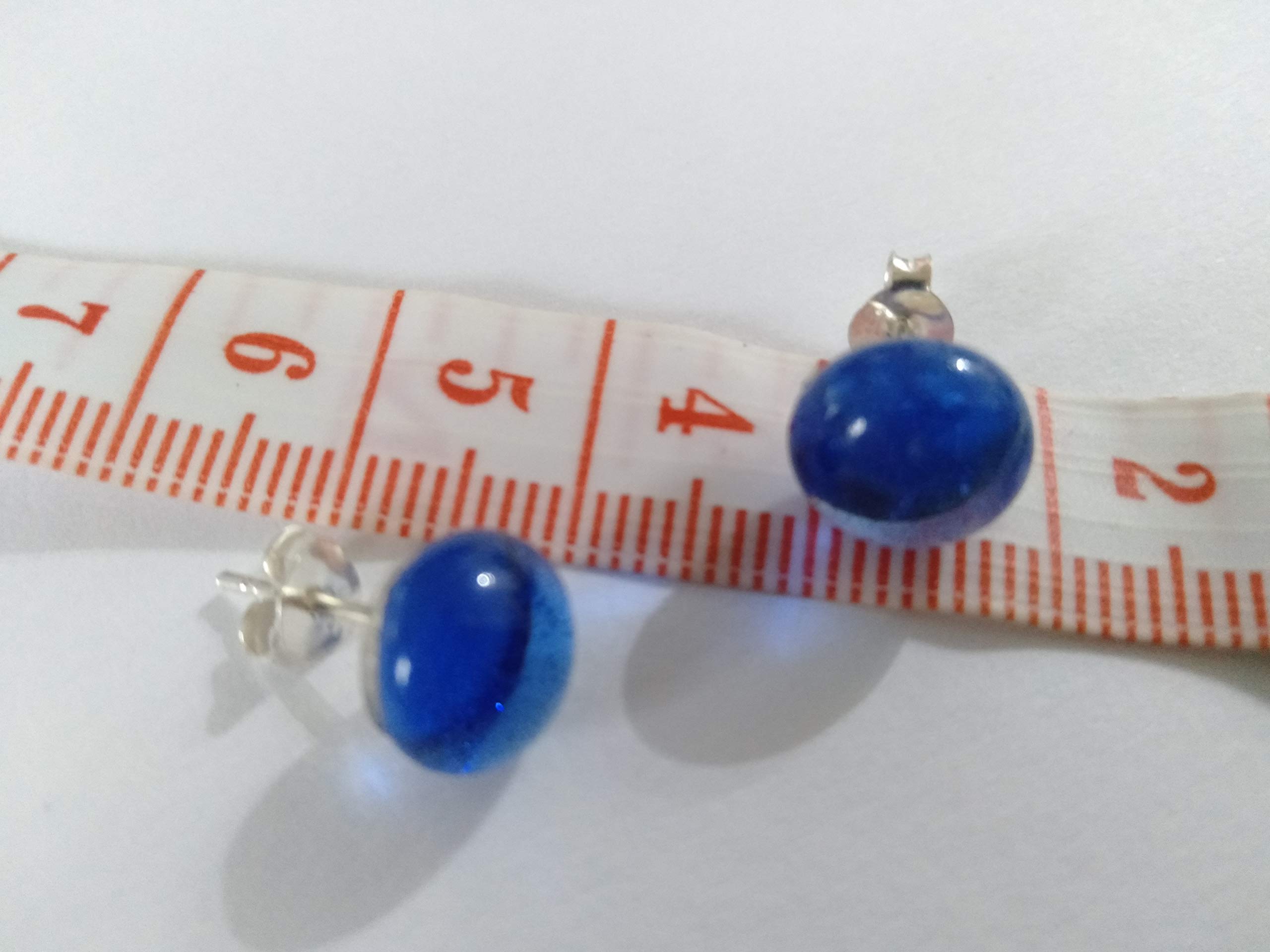 Pendientes de vidrio artesanal azul transparente