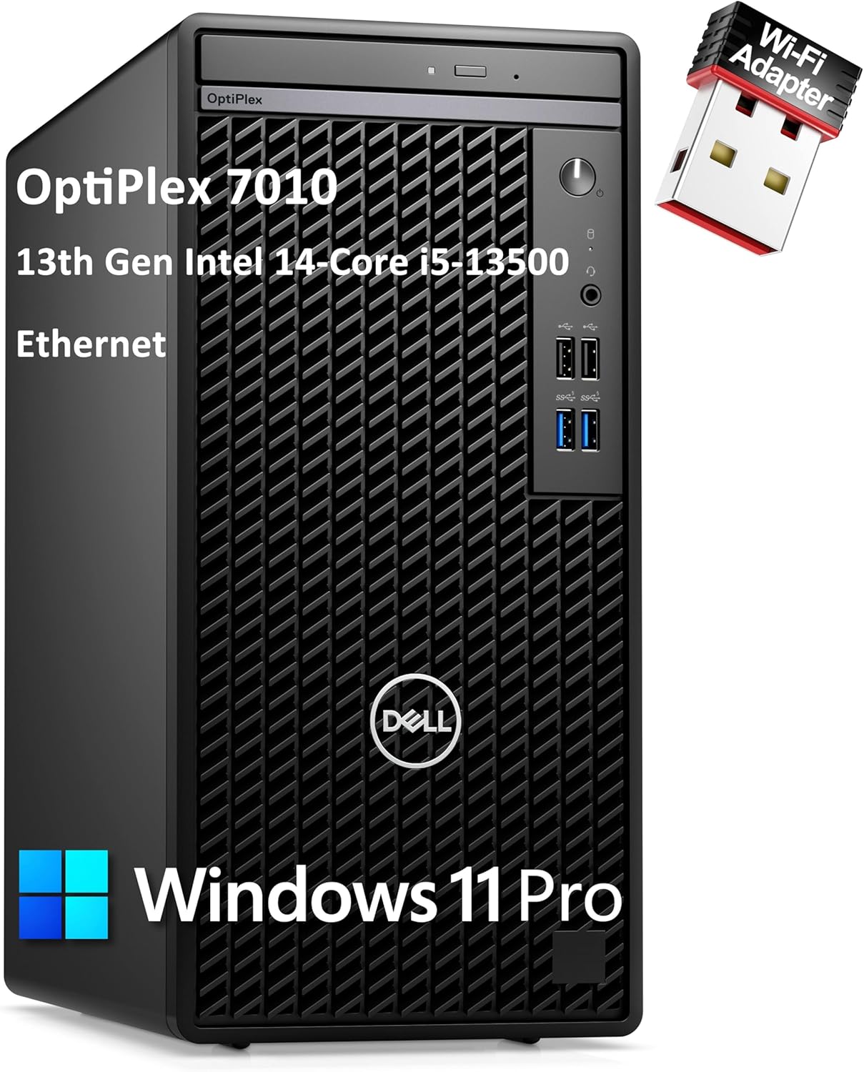 Dell OptiPlex 7010 7000 Tower Business Desktop Computer, 12th Gen Intel Hexa-Core i5-12500 (Beat i7-11700), 64GB DDR4 RAM, 1TB PCIe SSD, DVDRW, WiFi Adapter, Ethernet, KB and Mouse, Windows 11 Pro