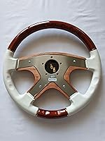 Vista 6 de Raptor Volante de madera de caoba y cuero blanco de 15" - Oro