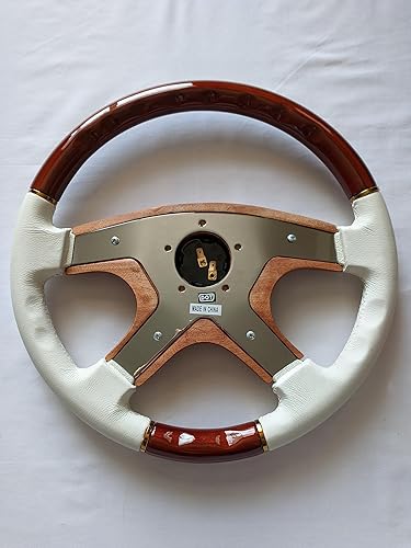 Miniatura 6 de Raptor Volante de madera de caoba y cuero blanco de 15" - Oro