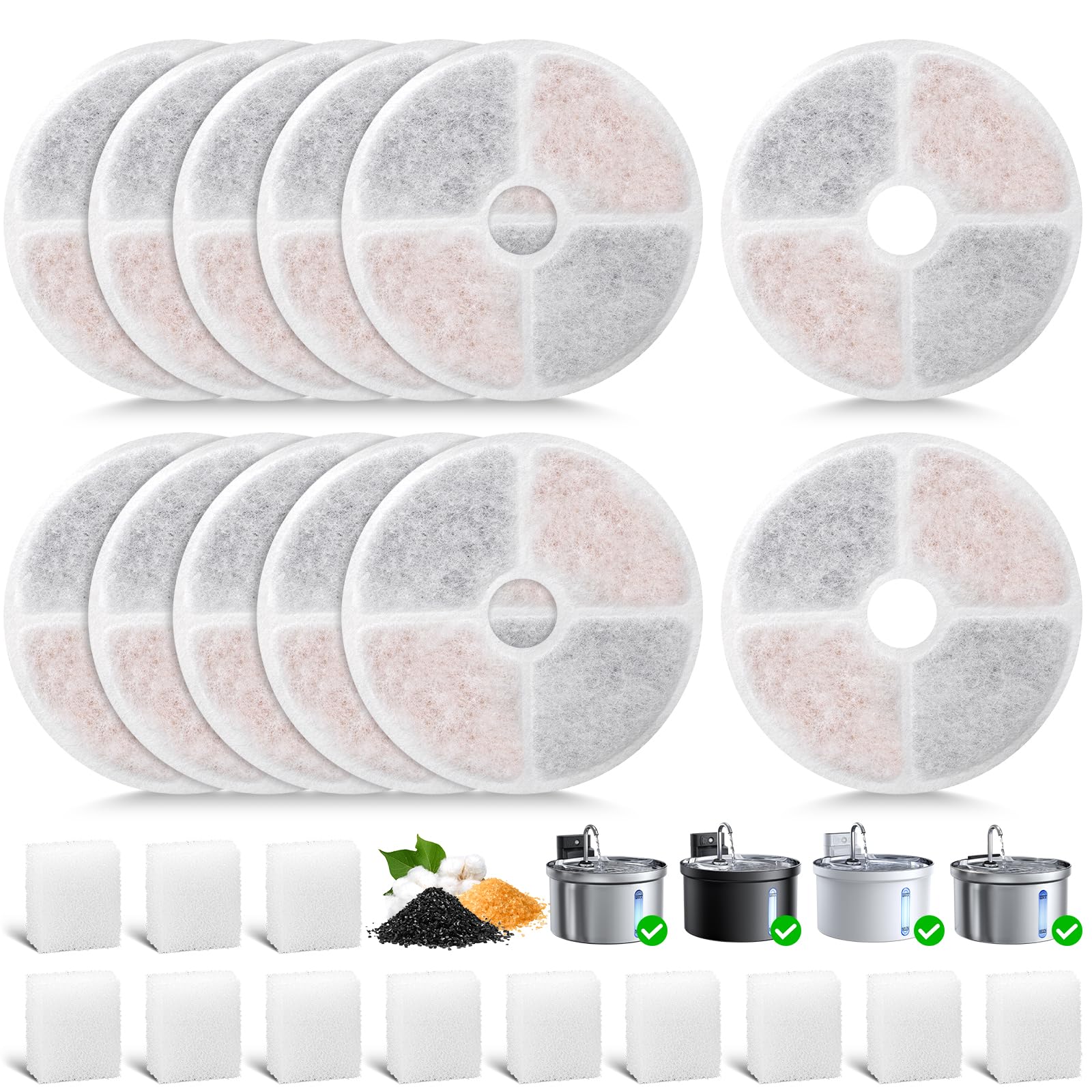 12 Pack Cat Water Fountain Filter Compatible with FEELNEEDY FN-W08L/FN-W06