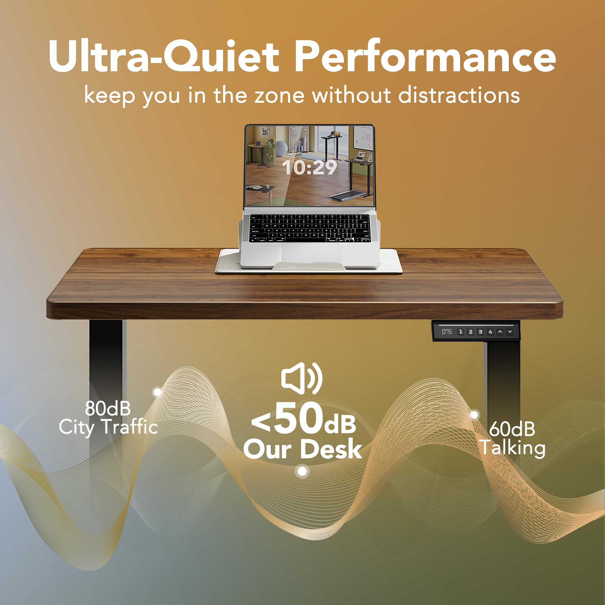 HUANUO 32 Small Electric Standing Desk Adjustable Height 4 Memory Height Settings Sit Stand Up Desk for Home — view 6